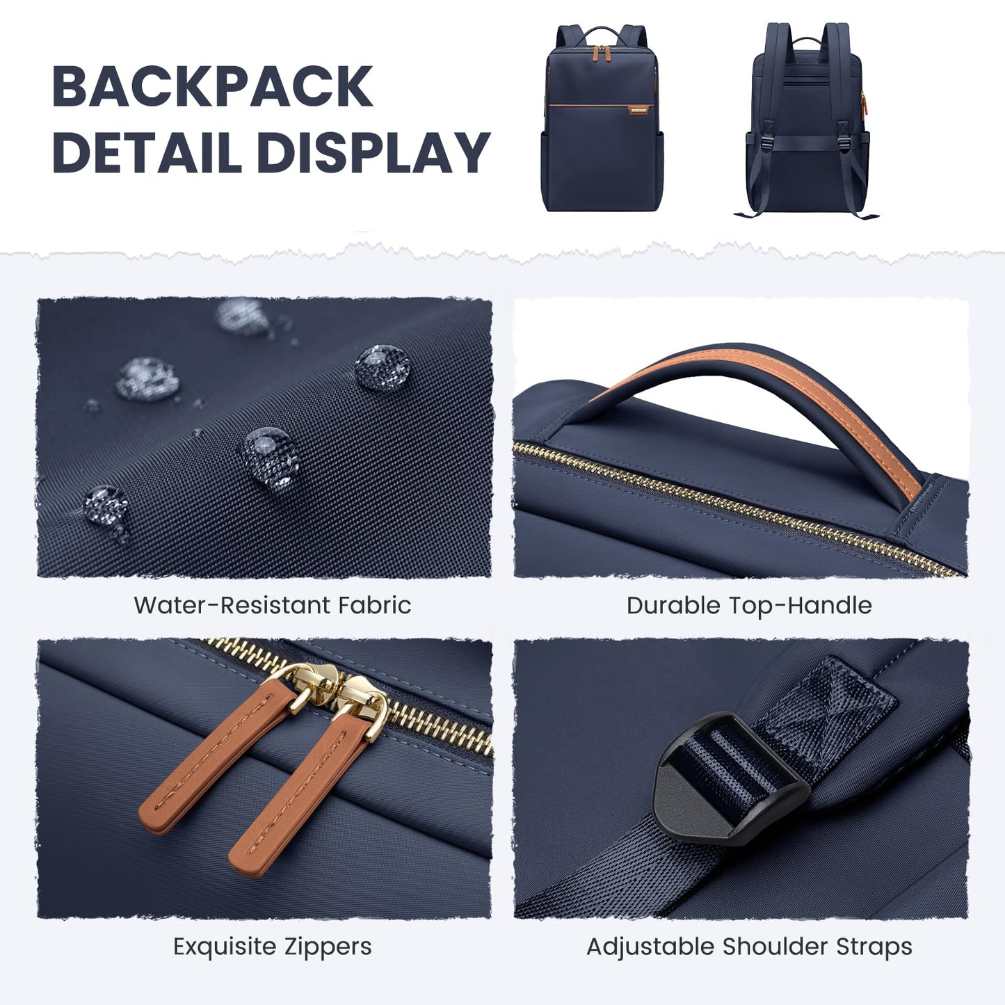 GOLF QUALITY Laptop Backpack for Women, Work Business Traval Computer Backpacks with Laptop Compartment Waterproof Casual Daypack for Travel College,16Inch,Navy Blue