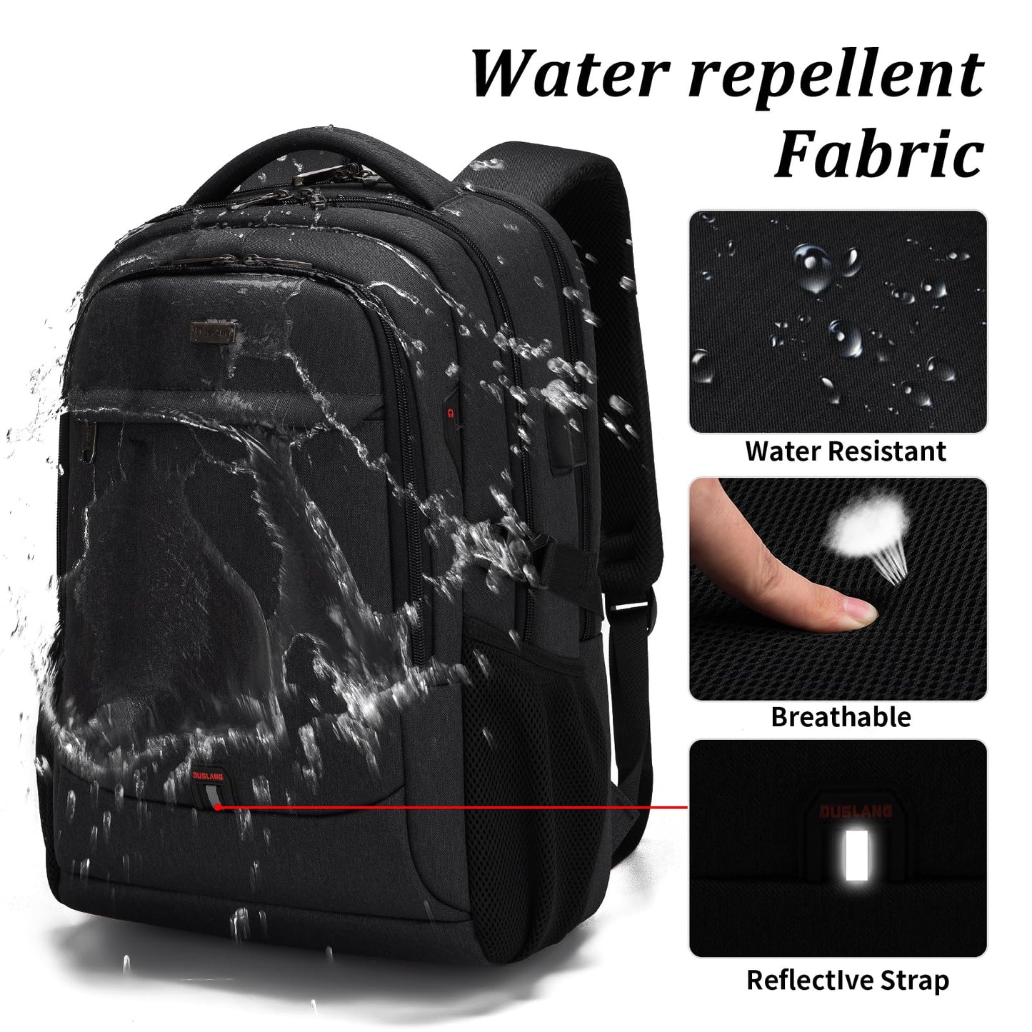 DUSLANG Laptop Backpack for Travel Water Resistant College Backpack for Men/Women Laptop Bag with USB Charging Port, Green-a, 17 Inch, Travel