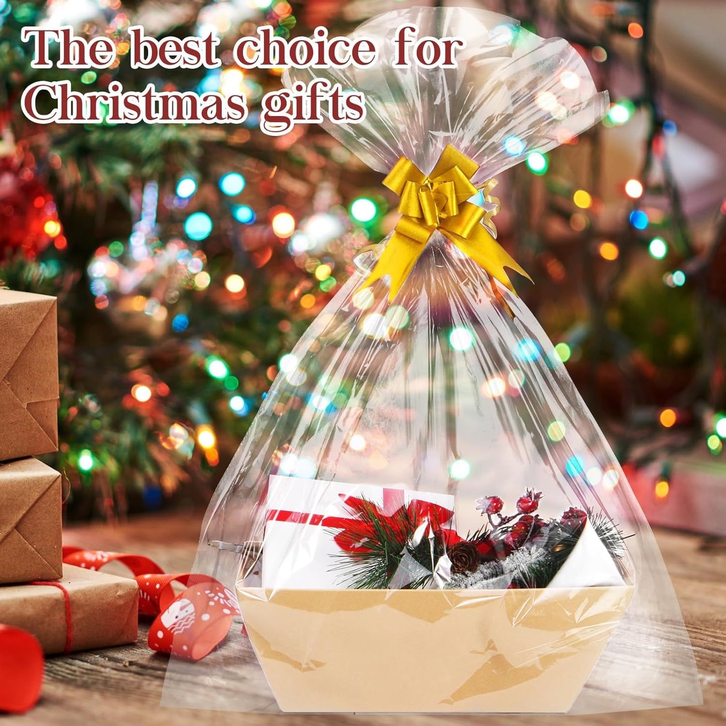 10 Pack Basket for Gifts Empty, 11.8" x 9.8" Extra Large Gift Basket Sturdy Kraft Market Tray With Handles Gift Baskets Empty to Fill for Birthday, Wedding, Baby Shower, Christmas, Valentines Day