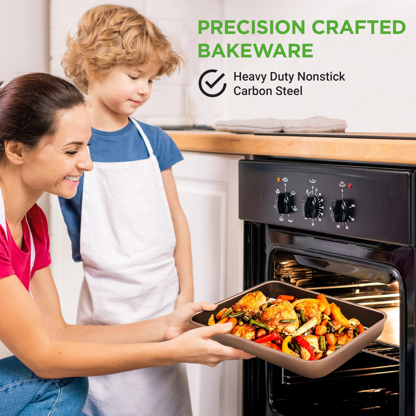 Nutrichef Bakeware Set, Non-Stick Kitchen Oven Baking Pans - Carbon Steel Baking Trays for all Your Cooking and Baking Needs