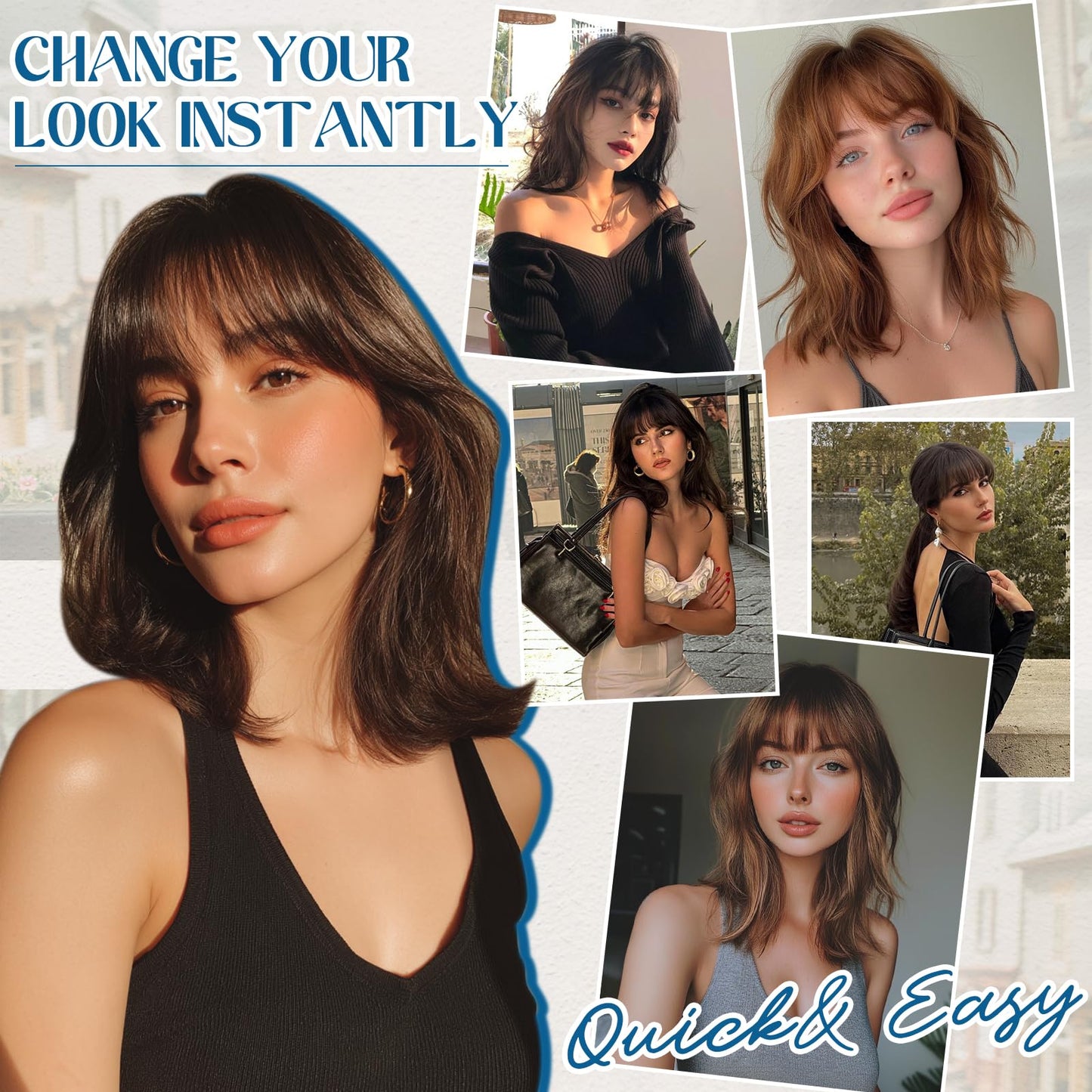 S-noilite Clip in Air Bangs Hair Topper Human Hair Bangs Clip for Women, T-part Lace Base Real Hair Topper Hair Piece for Daily Wear(Air Bangs,Natural Black)