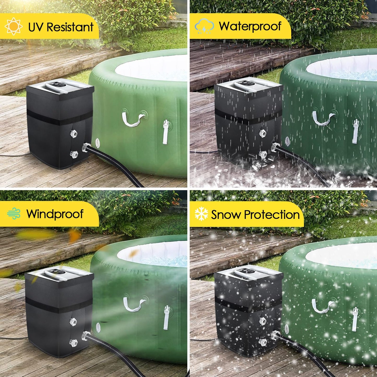 PU Leather Inflatable Spa Heater Pump Cover with Zipper Opening and Transparent PVC Top Windo Inflatable Spa Heater Pump Cover with Zipper Opening and Transparent PVC Top Window