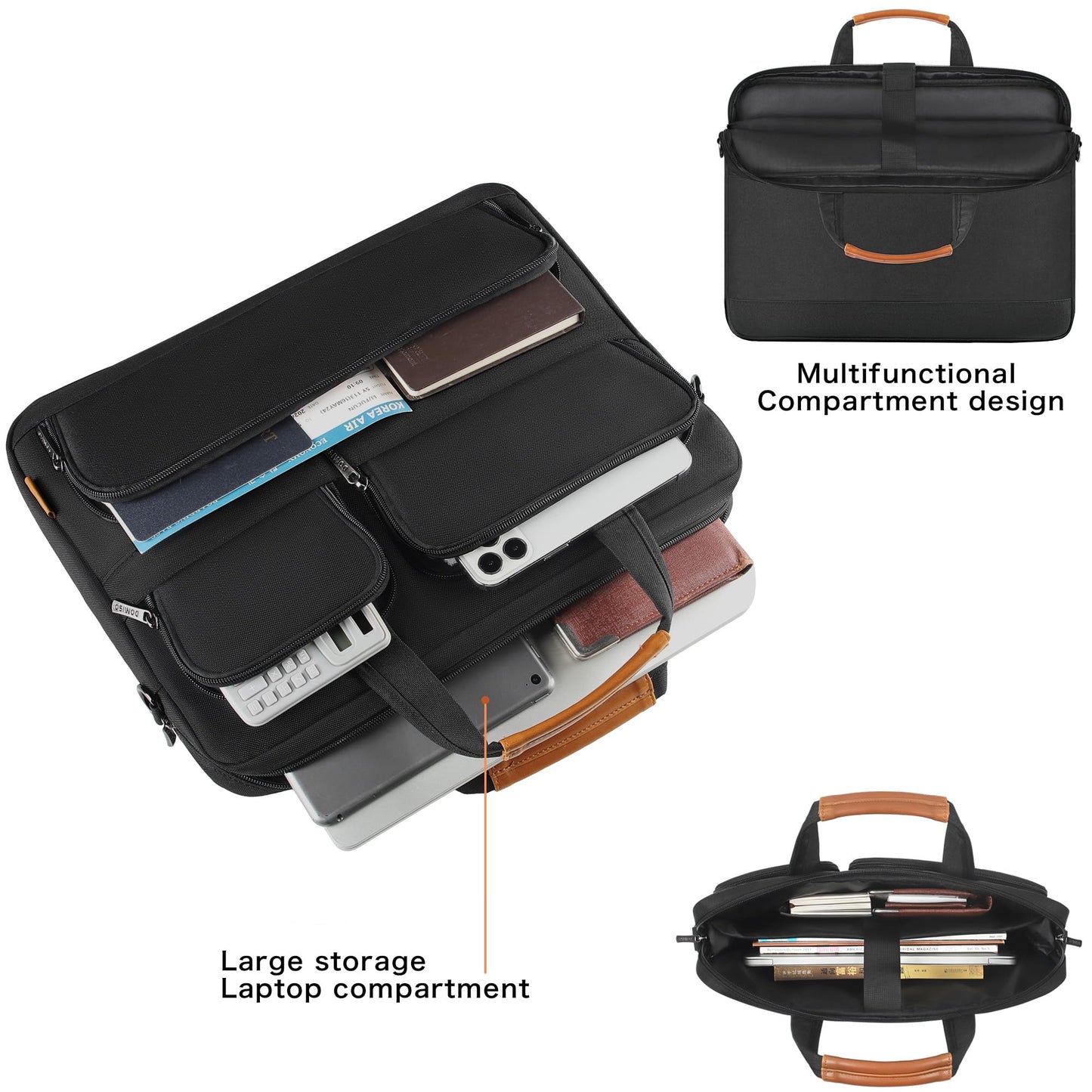 DOMISO 17-17.3 Inch Laptop Bag Business Briefcase Messenger Shoulder Bag Compatible with 17" Laptops/17.3" HP Pavilion/MSI GS73VR Stealth Pro/Dell/Acer/Asus,Black