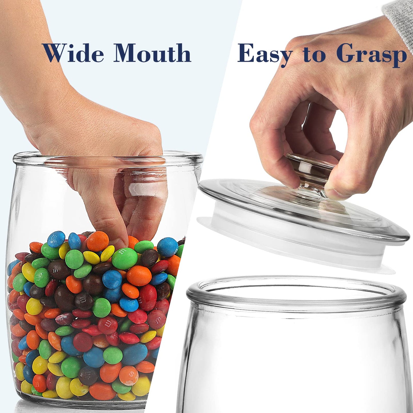 Ritayedet 64 OZ Cookie Jar, 2 Pack Glass Jars with Lids, Apothecary Jars for Laundry Room Organizers and Storage, Half gallon Wide Mouth Candy Container for Kitchen, Sugar, Flour, Rice, Cereal