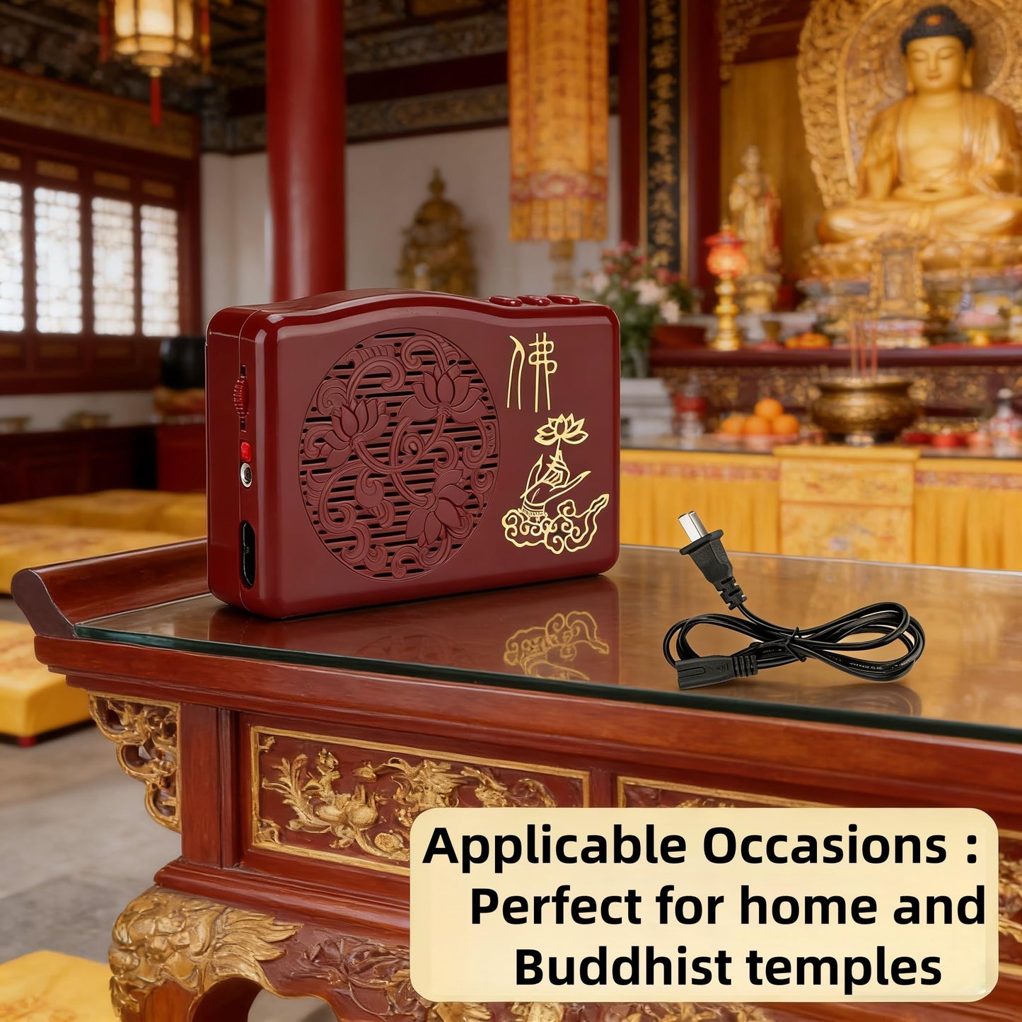 Buddhist Chanting Player, Portable Buddha Machine with 30 Scriptures, Meditation Sound Machine for Home, Yoga, Mindfulness, USB Powered 100-240V