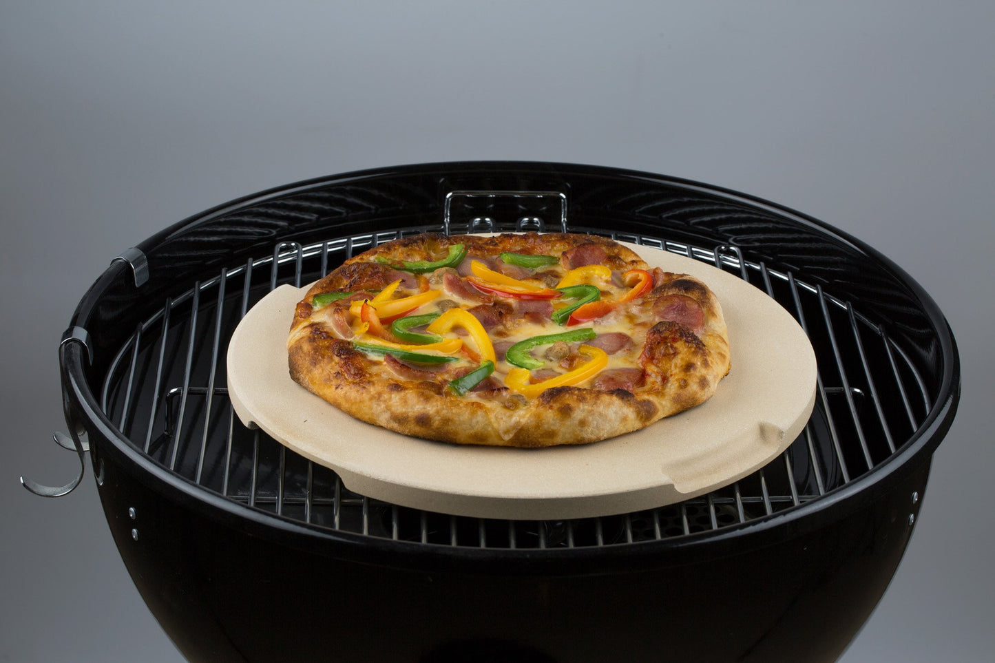 ROCKSHEAT Pizza Stone Made of Cordierite for Pizza & Bread Baking Grilling. Perfect for Oven or Grill. Innovative Unique Double - Faced Built - in 4 Handles Design (Round 12.6"x0.6")