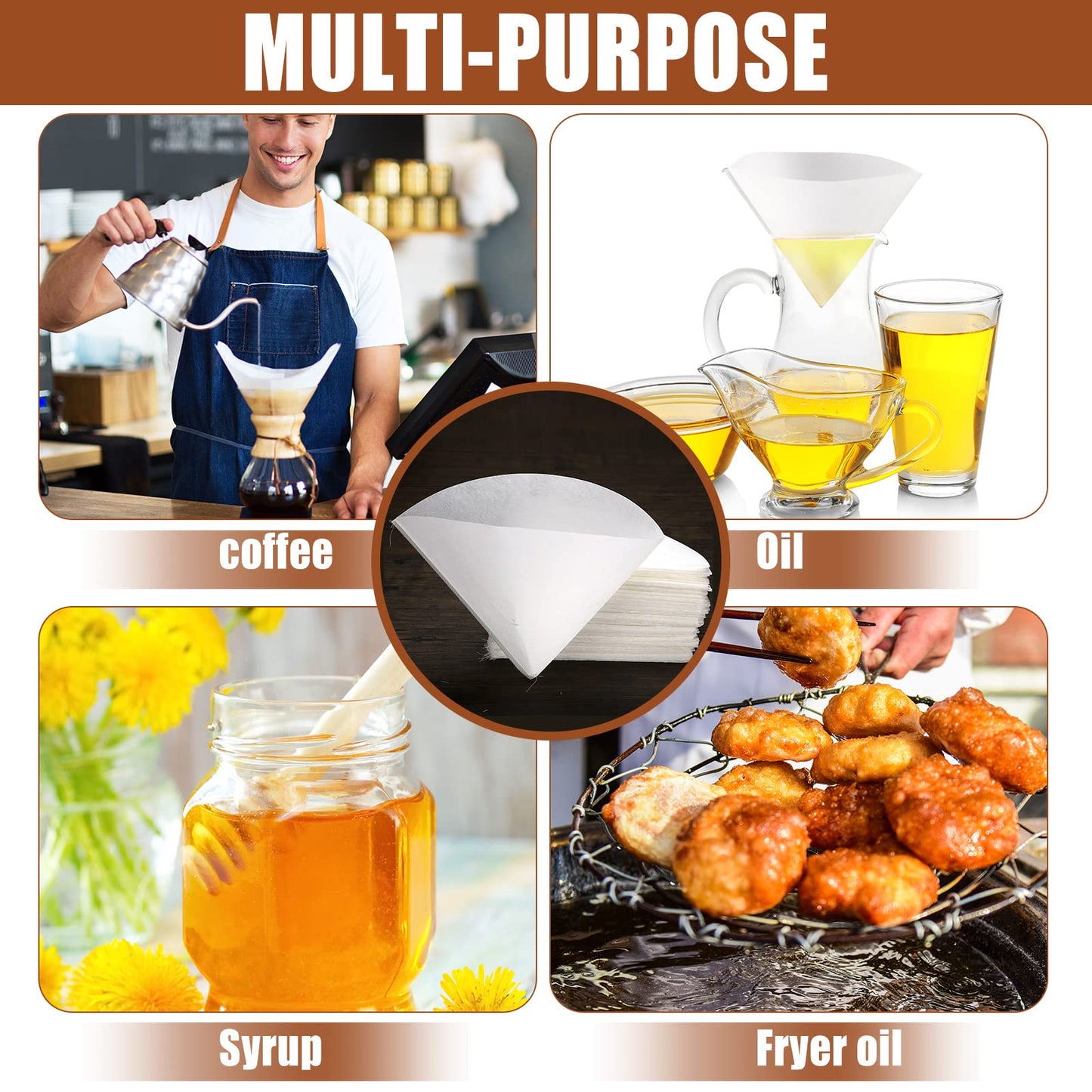 Yexiya 150 Pieces 10 x 10 Inches White Cone Filters Food Cooking Oil Filter Grease Filters Oil Funnel Filters for Maple Syrup Making and Oil Restaurants Cafes Food Hotels