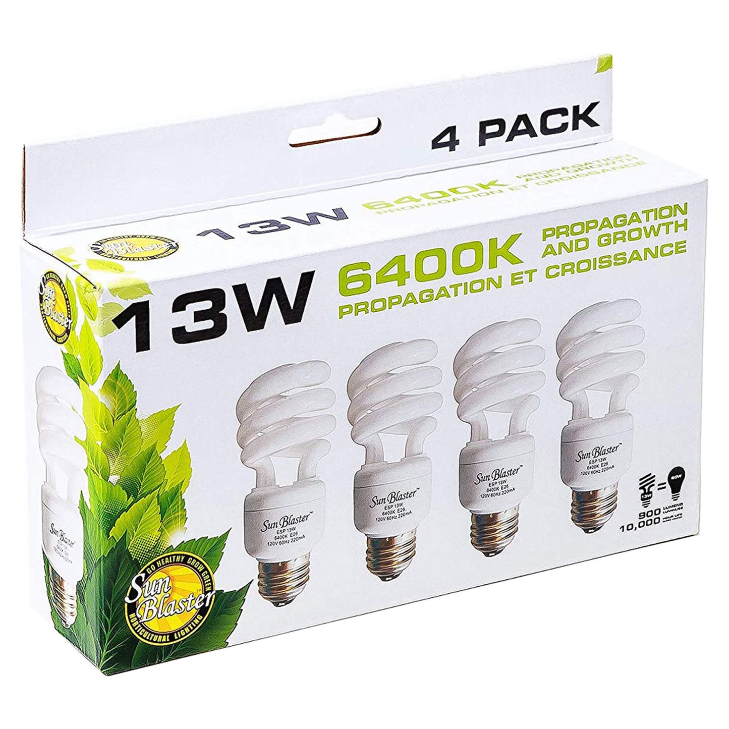 SunBlaster SL0900151 13 Watt CFL Compact Fluorescent Indoor Plant Grow Self-Ballasted Light Bulb Set (8 Lightbulbs)