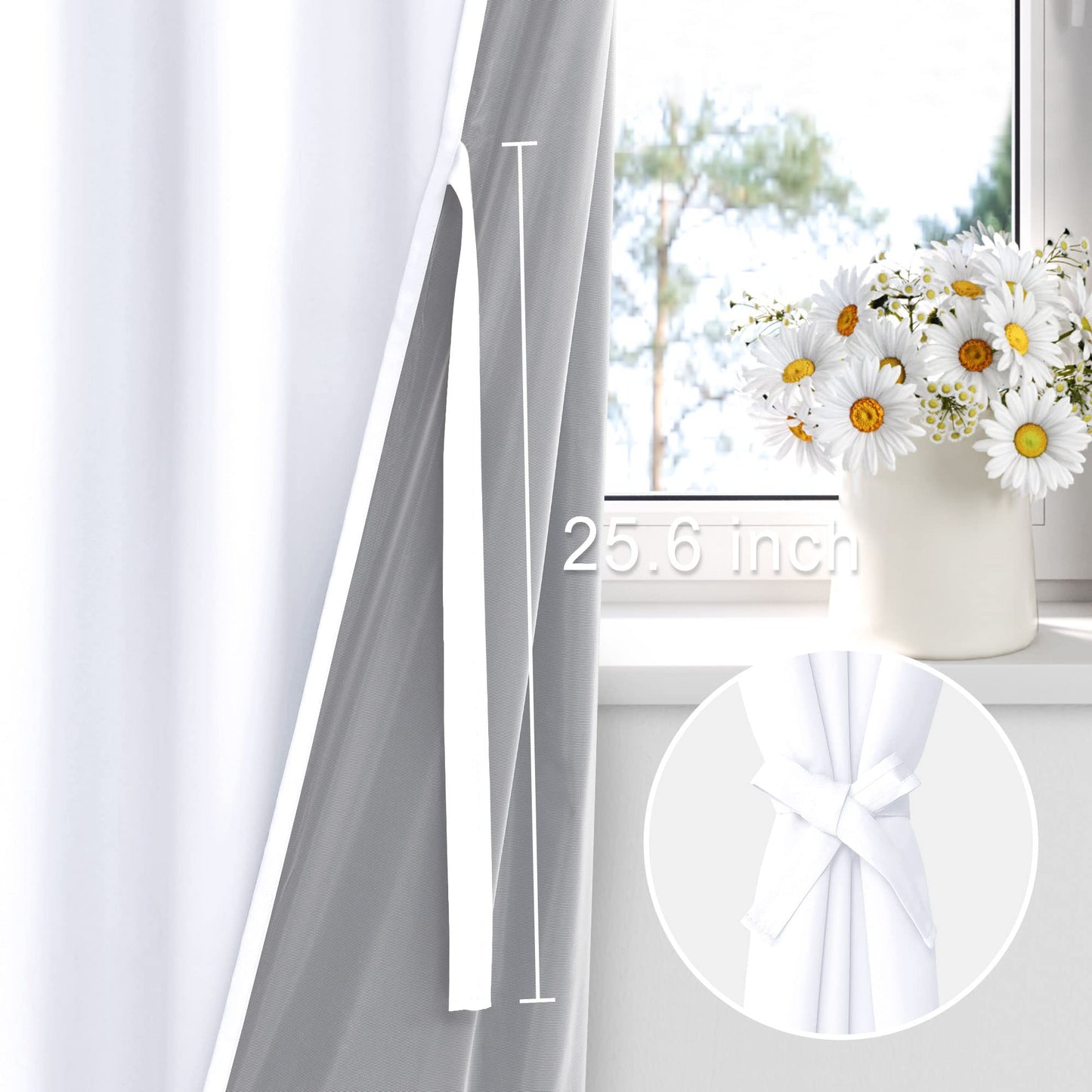 XWZO 100% Blackout Curtains 2 Panels - Heat and Full Light Blocking Window Panels with Grommets for Bedroom/Nursery, 84 Inches Long Thermal Insulated Draperies, White, W52 x L84, Set of 2