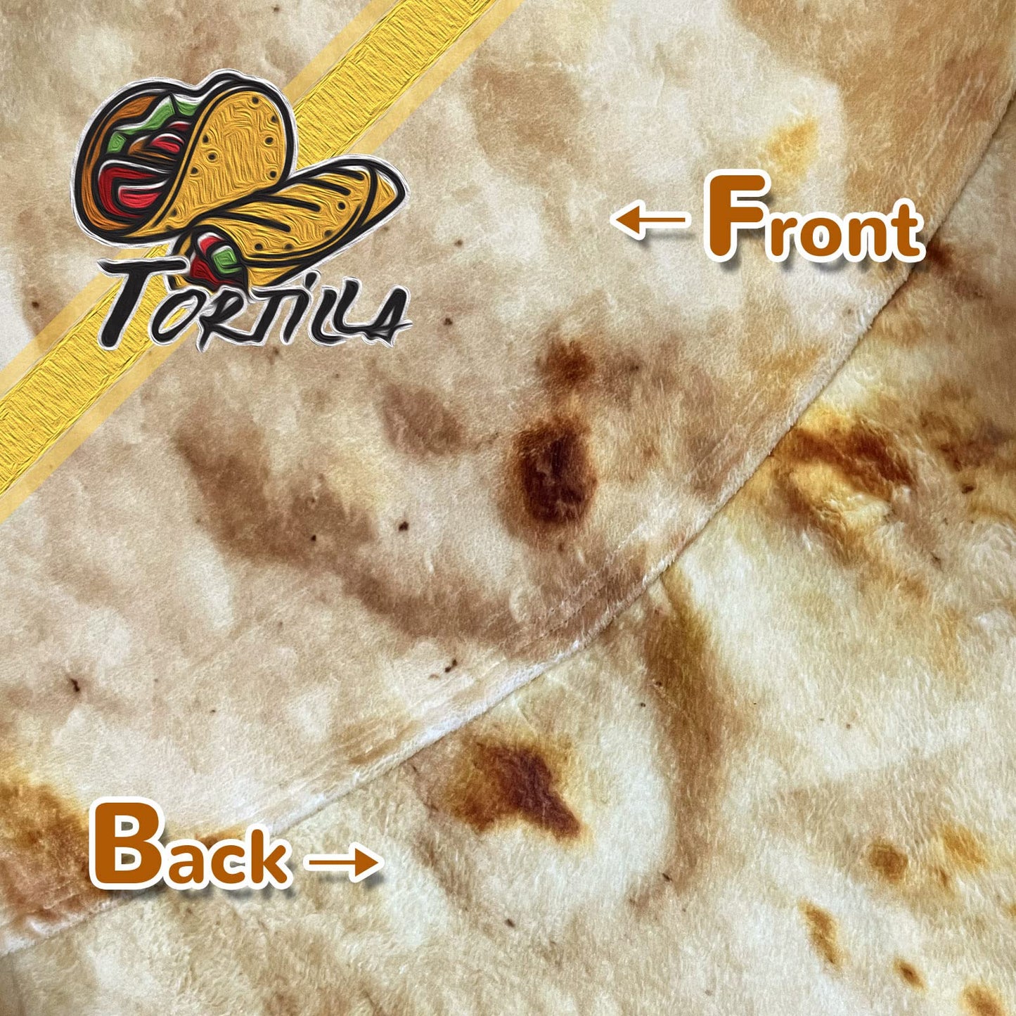 Bcareself Tortilla Blanket Adult Size Giant Double Sided for Kids Funny Realistic Food Personalized Throw Blanket Novelty Gift for Everyone 300 GSM Soft Flannel 71 inches Yellow