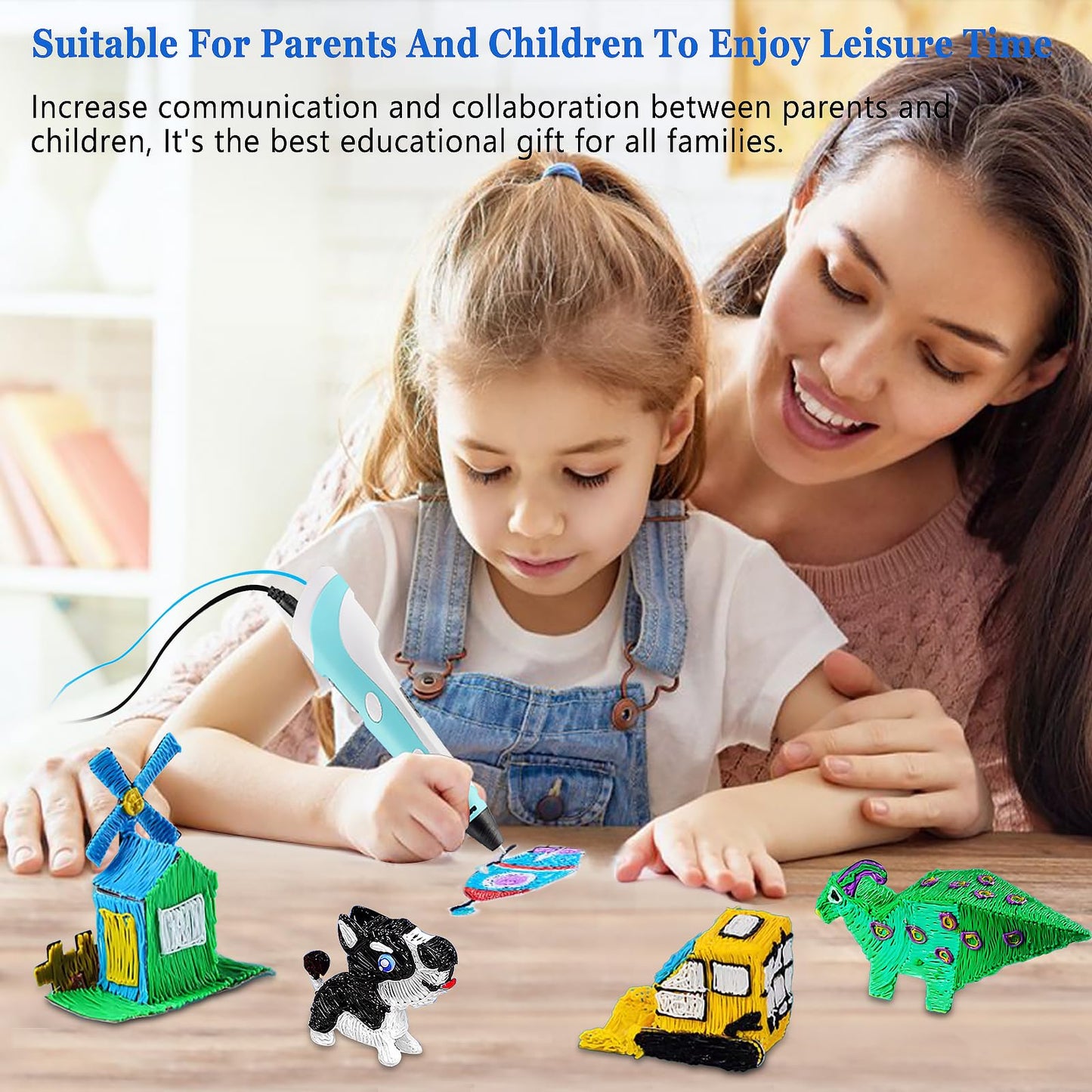 3D Pen for Kids 3D Printing Pen Stylo 3D Doodler Pen 3D Drawing Pen 3D Writing Pen Fun Toys Gift for Kids Include 12 Colors PLA Filament Refills with Charger