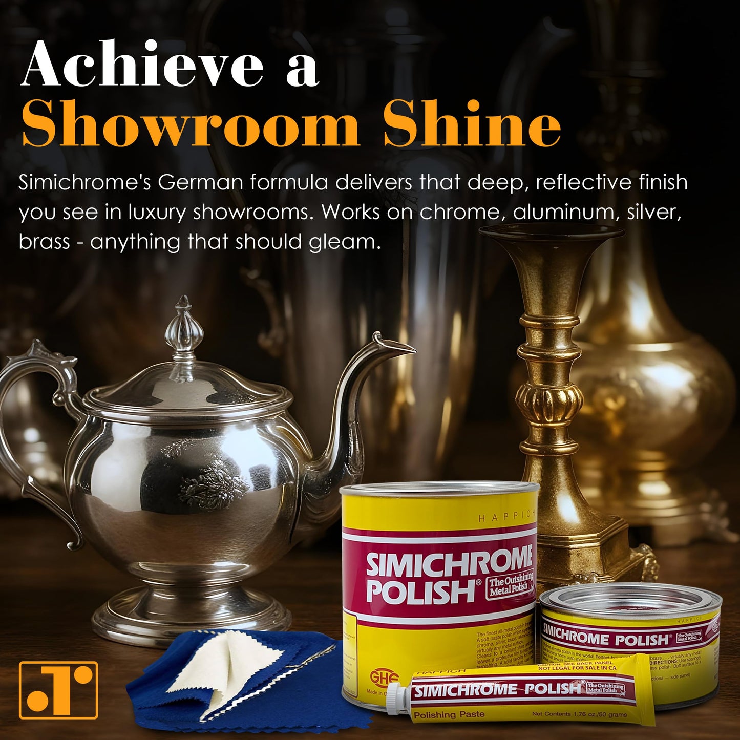Simichrome Polish Cans 250 Grams (1 Can with Polishing Cloth)
