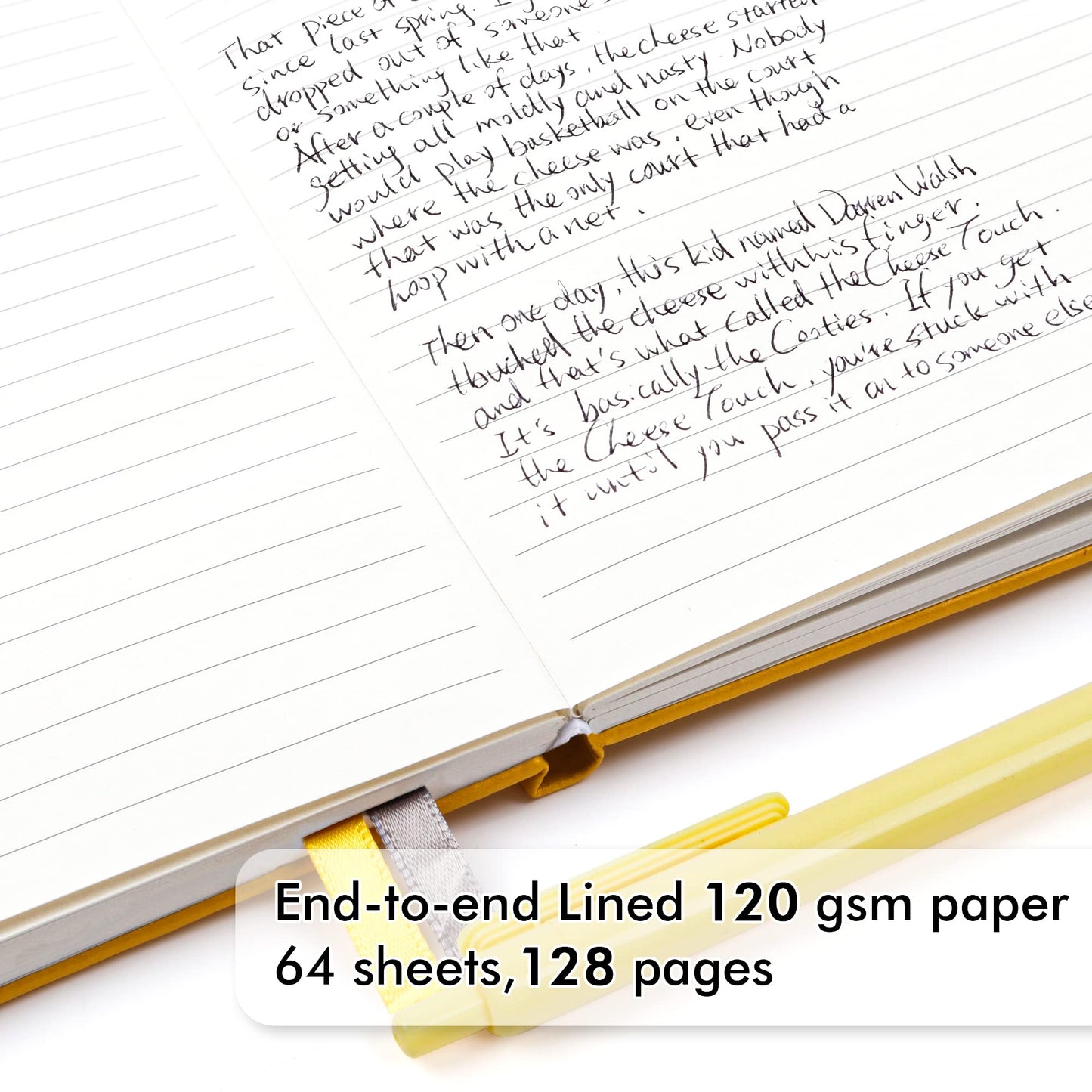 5 Pack Notebooks Journals Bulk with 5 Black Pens, Feela A5 Hardcover Notebook Classic Ruled Lined Journal Set with Pen Holder for School Business Journaling Note Taking, 120 GSM, 5.1”x8.3”, Yellow