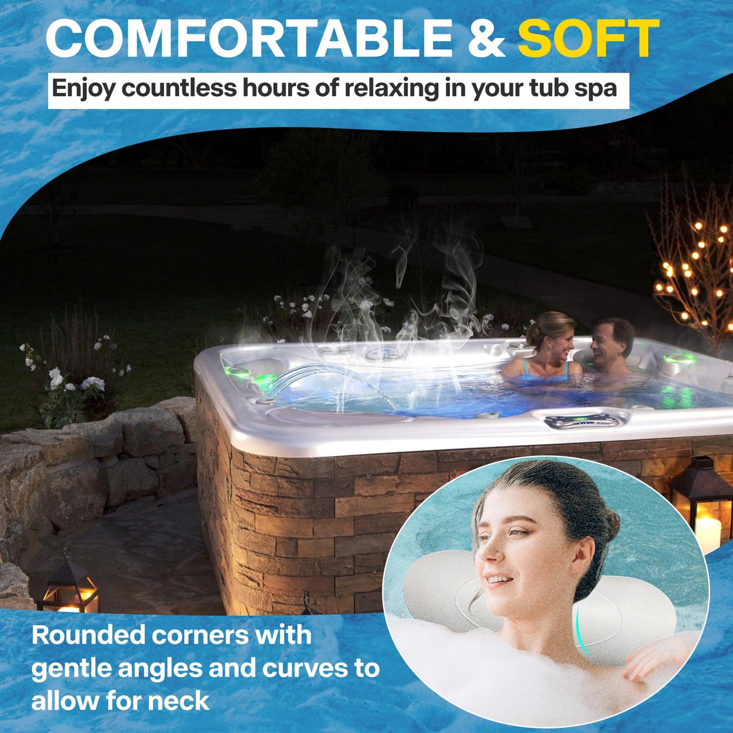 2-PACK 74316 74317 Spa Neck Pillow for Hot Spring Highlife Series Spas from Mid-Year 2007 through 2013, 14.5"L x 4.75"W Cool Gray Hot Tub Spa Head Rest Pillows for Watkin Five Years Free Replacement