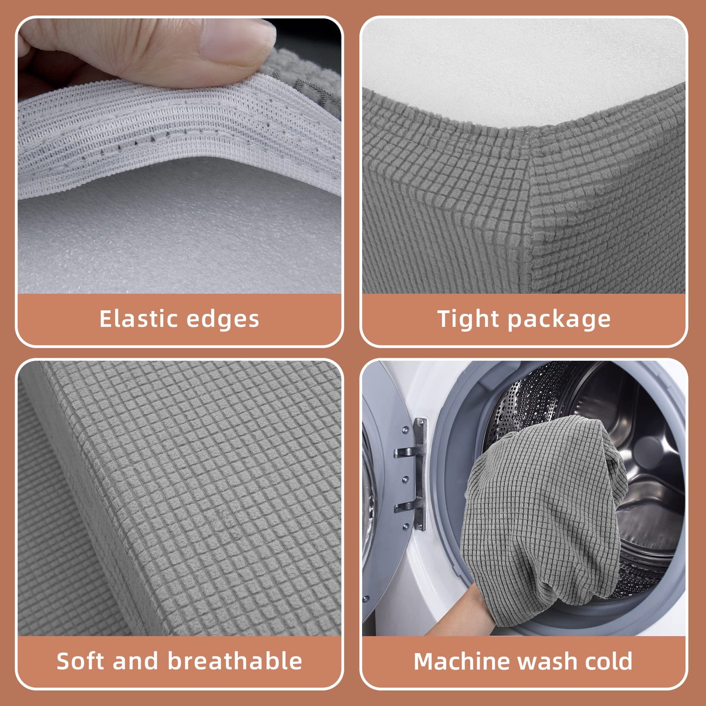 Tlswshsy 2Set RV Dinette Cushions Covers- RV Stretch Sofa Seat Slipcovers -Washable Loveseat Sofa Furniture Protector for RV Camper Car Bench (Grey 2 Backrest Covers & 2 Bench Covers)