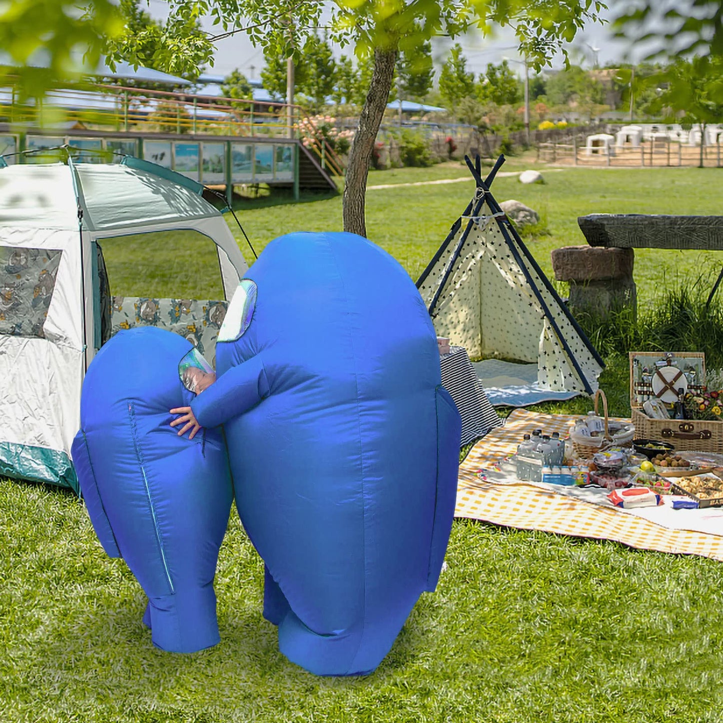 Astronaut costume inflatable costume Funny Halloween Spacesuit Party School Masquerade Game Fans (Red, Kids (100-155cm))