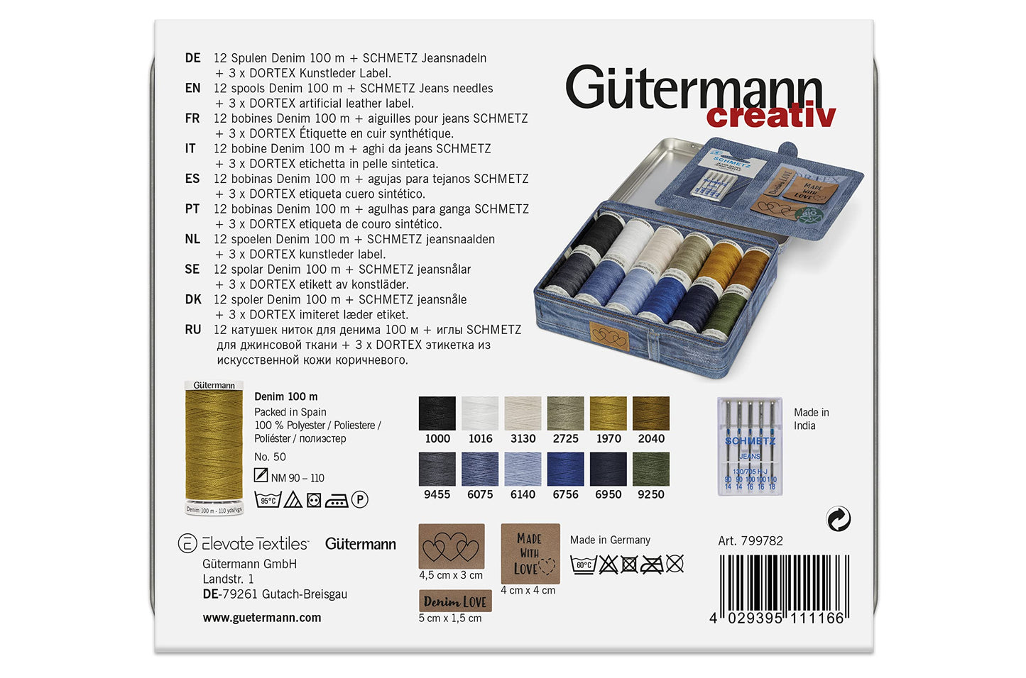 GÜTERMANN Denim Love Nostalgia Box Denim Thread 100m 12 Shades