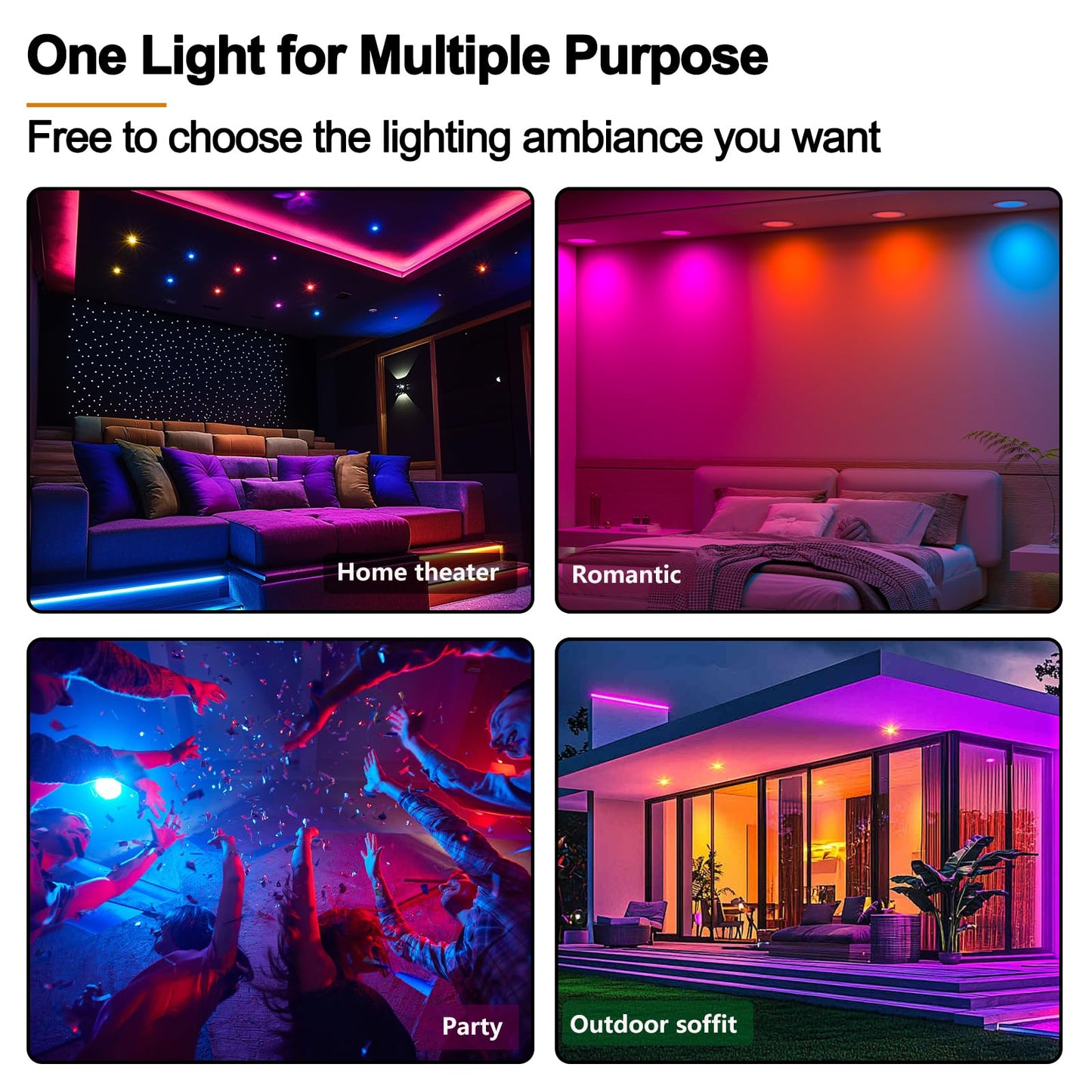 Recessed Lighting 4 Inch RGBCW Color Changing 12W LED Downlights with Junction Box,1080Lumens Recessed Ceiling Light,Dimmable by Remote Control,Dual Memory - Timer - 14 Color Choices - 3 Modes,6 Pack