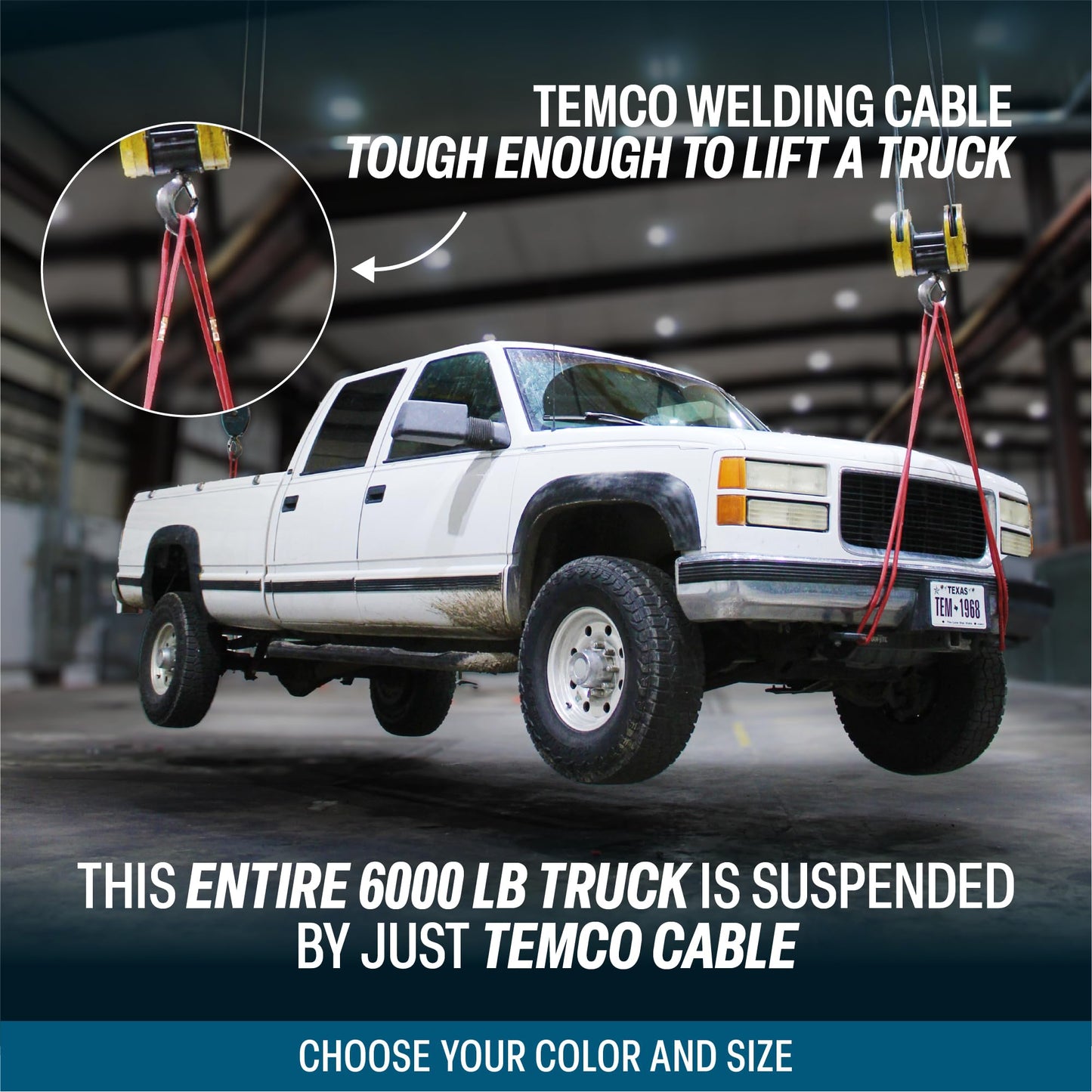 TEMCo Welding Lead & Car Battery Cable WC0202-50' Black/Red (25' Blk, 25' Red) 6 Gauge AWG