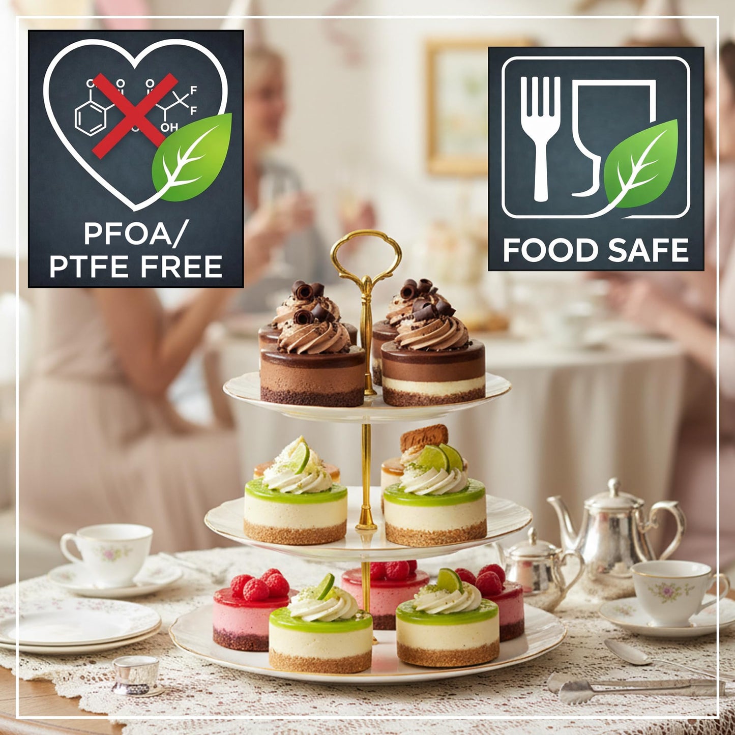 Wrenbury Mini Cheesecake Mould with Loose Base - Non-Stick Carbon Steel Tart Moulds PFOA-Free - Cake Mould Oven Safe up to 230°C - for Cheesecake, Muffins & Tartlets