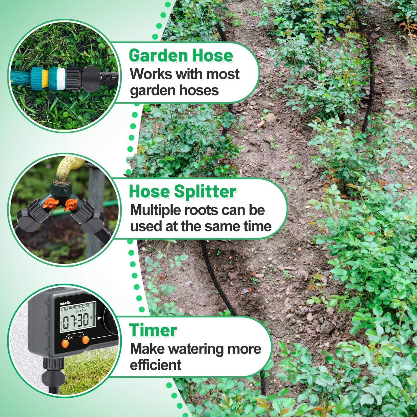 Soaker Hose 100FT for Garden Beds - 3/4" Heavy Duty Double Layer Drip Irrigation Hose, Save 85% Water- Linkable Flat Soaker Hose for Lawn Flower Bed Vegetable Field Effective Watering (50FT x 2Pack)