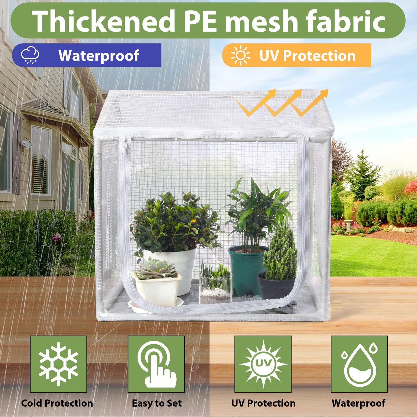 Fully Enclosed Mini Greenhouse Indoor, Small Indoor Greenhouse with Top Opening, Waterproof mini Green House 23.6" x 15.7" x 23.6" for Garden Small Plants, Succulent, Seedlings