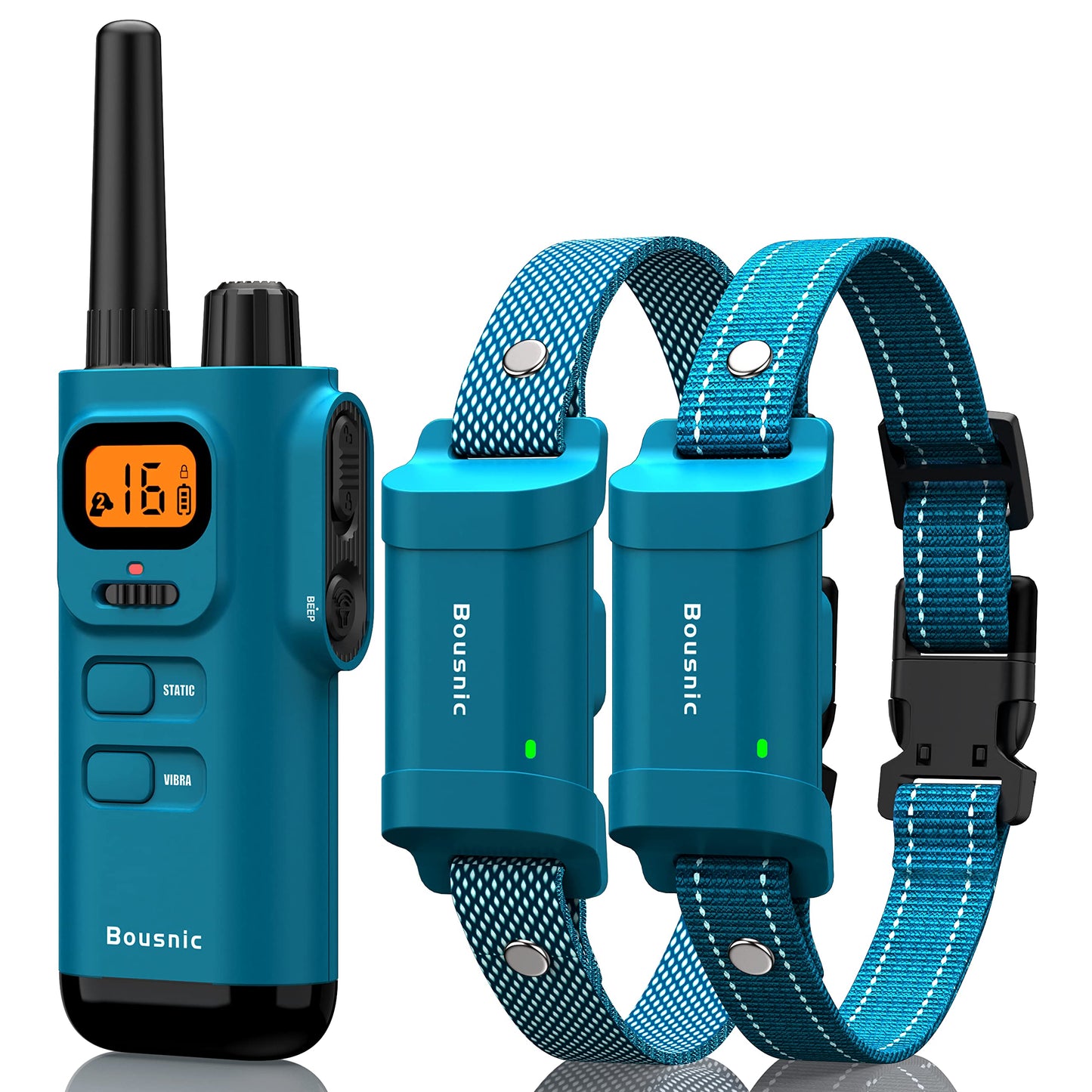 Bousnic Dog Training Collar with Remote - 4000ft Waterproof Dog Shock Collars 2 Dogs for Large Medium Small Dogs Rechargeable E Collars for Dogs Training with Beep Vibration Humane Shock(1-16) Mode