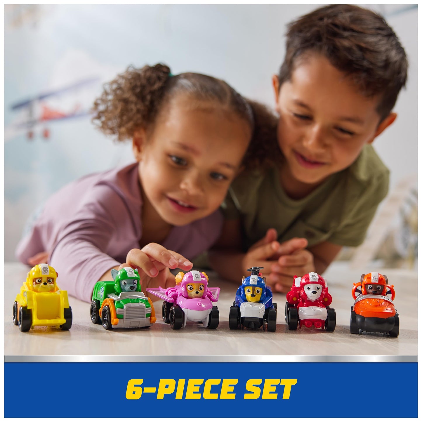 PAW Patrol: Air Rescue, 6-Piece Pup Squad Racers, Toy Cars Gift Set with Chase, Marshall, Skye, Rubble, Rocky & Zuma, Kids Toys for Boys & Girls 3+