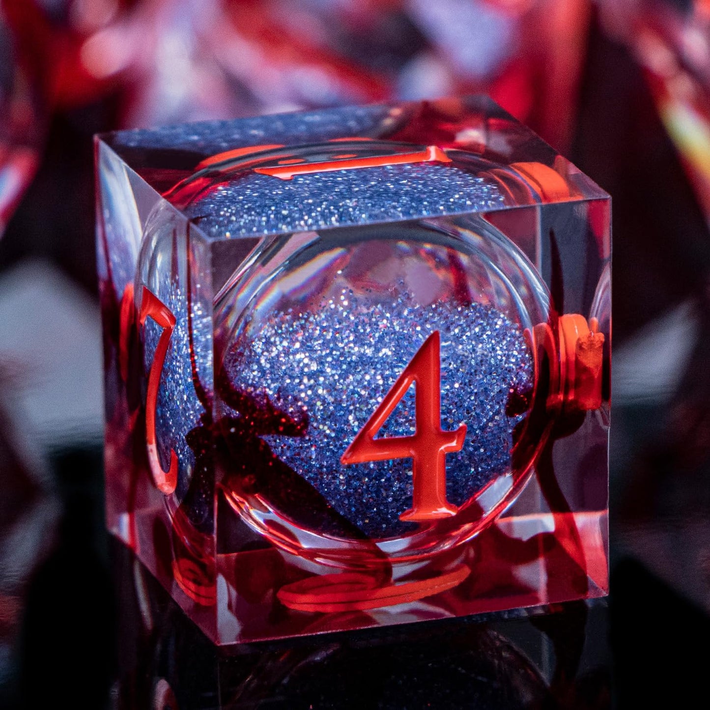 ARUOHHA Liquid Core DND Dice Set Blood Sharp Edged Dragons Dice Compatible with D&D RPG Role Playing Game, Handmade Resin Blood Red Dungeons Polyhedral Dice with Gift Box, D20 D12 D10 D8 D6 D4