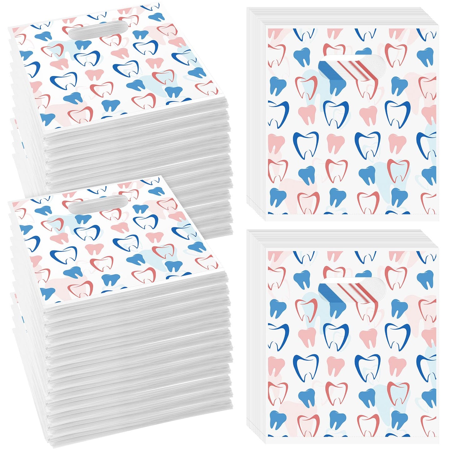 Colarr 400 Pcs Tooth Patient Care Dental Bags 9 x 8 Inches Plastic Merchandise Bags Dental Bags for Patients Dental Clinics Patient Encouragement Gifts Party Favors (Dental)