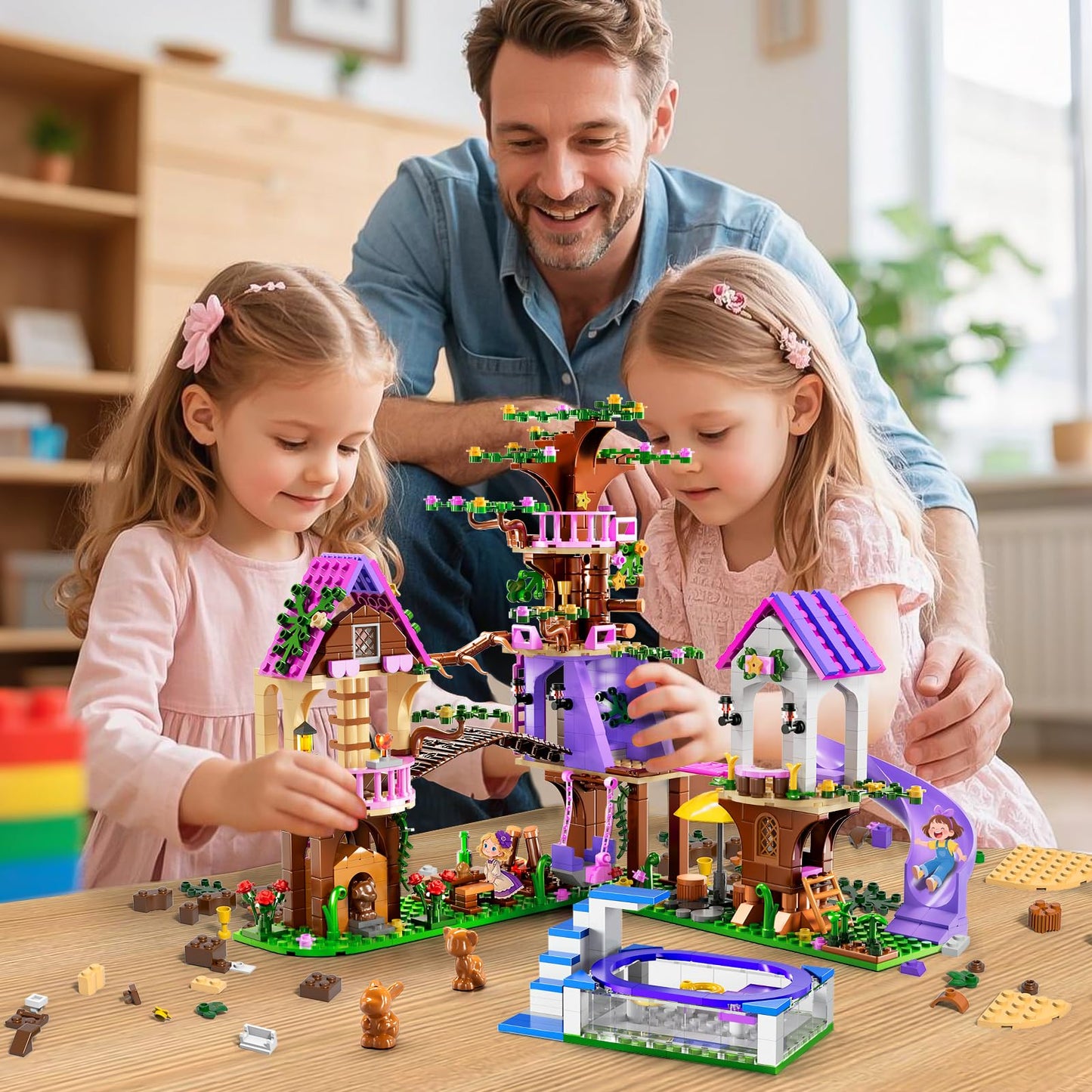 2025 Upgraded Treehouse Building Blocks Toy for Girls, 809PCS Forest Girl Tree House Building Set, Adventure Camp Set with Animals and Pool, Xmas Birthday Gifts for Kids Girls Age 7 8 9 10 11 12 13 14