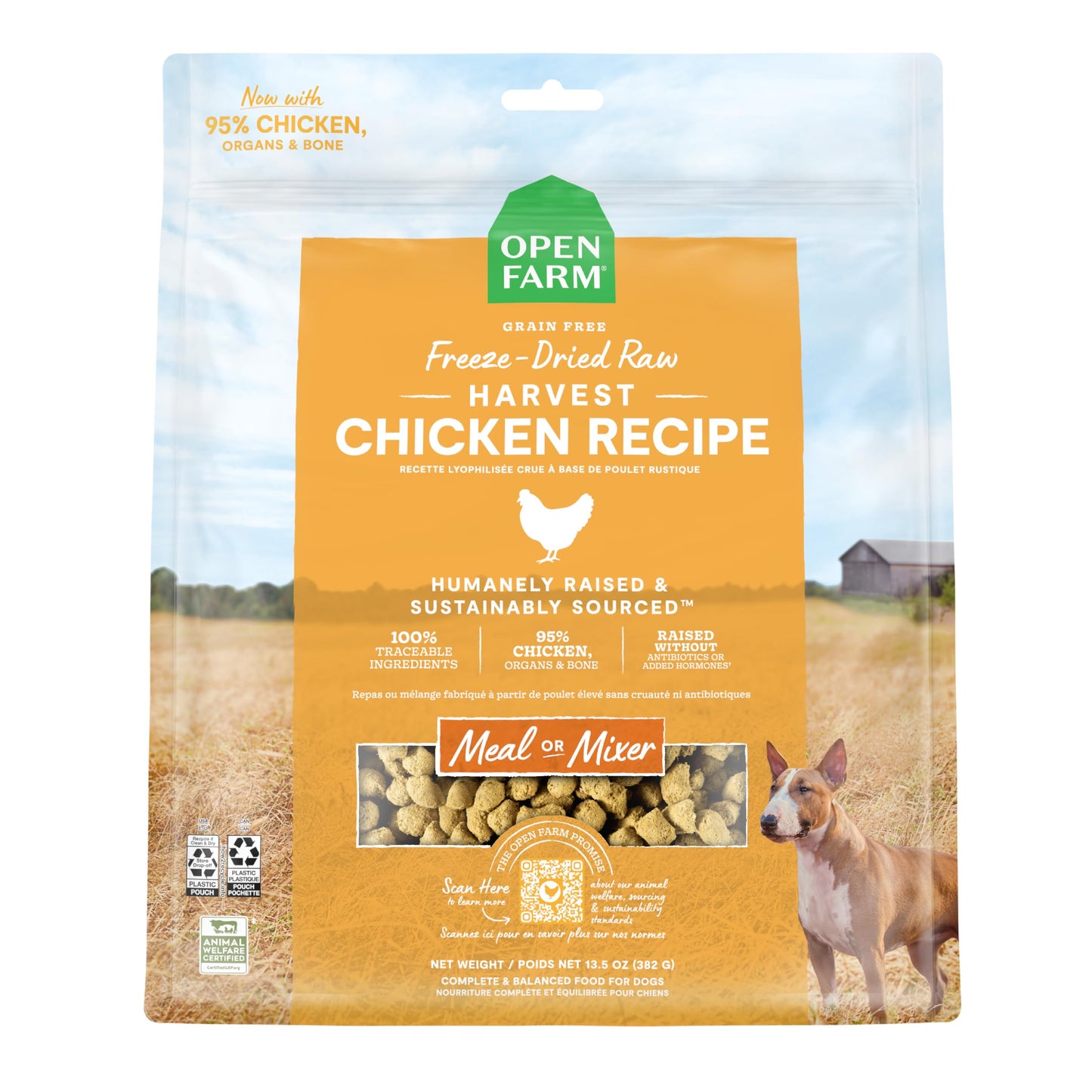 Open Farm Freeze Dried Raw Dog Food, Humanely Raised Meat Recipe with Non-GMO Superfoods and No Artificial Flavors or Preservatives (13.5 Ounce (Pack of 1), Harvest Chicken Recipe)