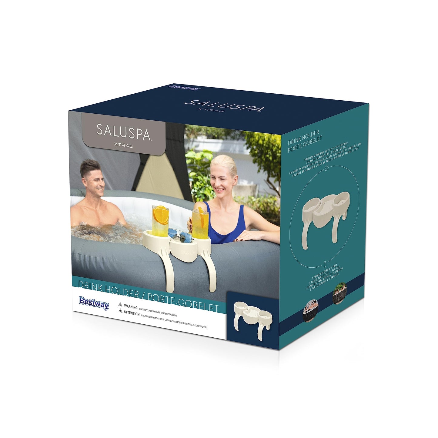 Bestway SaluSpa Inflatable Spa Drink Holder Tray | 1 Caddy Holds 2 Drinks | Outdoor Hot Tub and Spa Accessory
