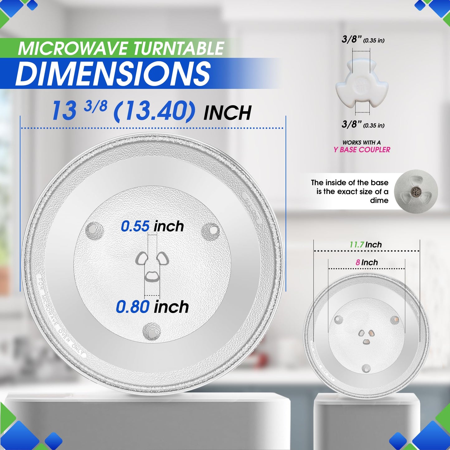 Microwave Plate Replacement 13.5” for F06015Q00AP Compatible with Panasonic Microwave Glass Plate - Oven Spinning Rotating Glass Turntable Dish Tray For Better Reheating and Cooking
