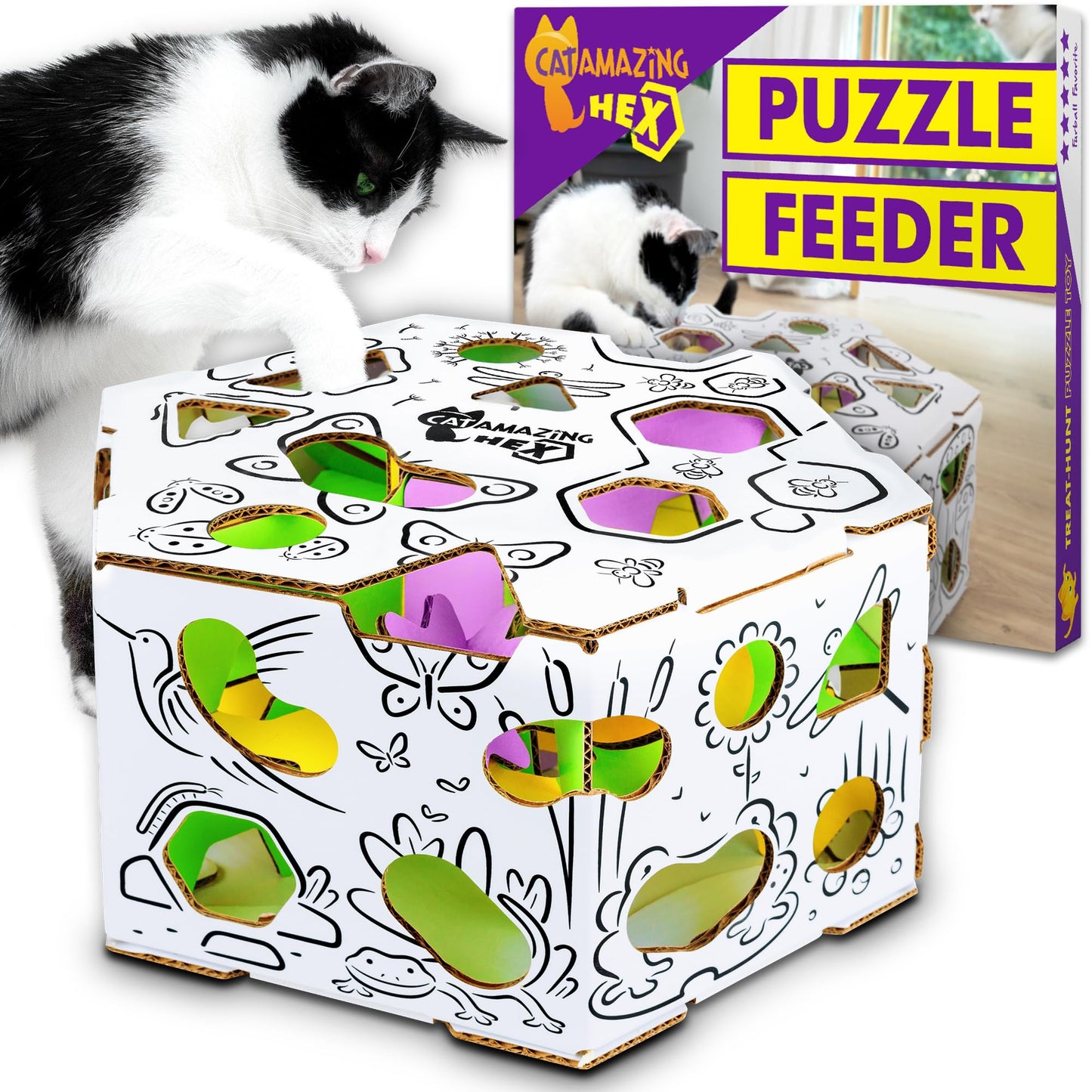 Cat Amazing HEX – Interactive Treat-Hunt Puzzle Feeder