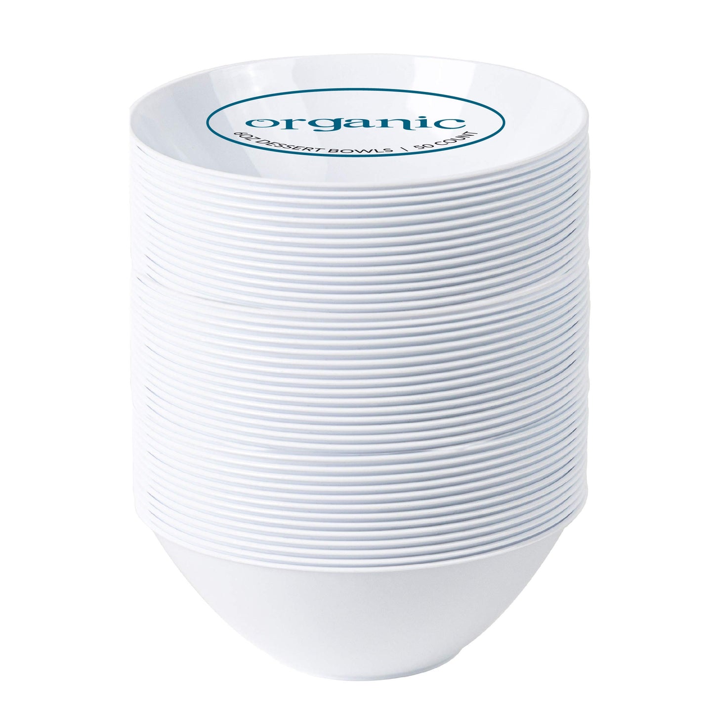 [6 OZ 100 Count] White Plastic Organic Party Dessert bowls Premium heavyweight Elegant Disposable Tableware Dishes