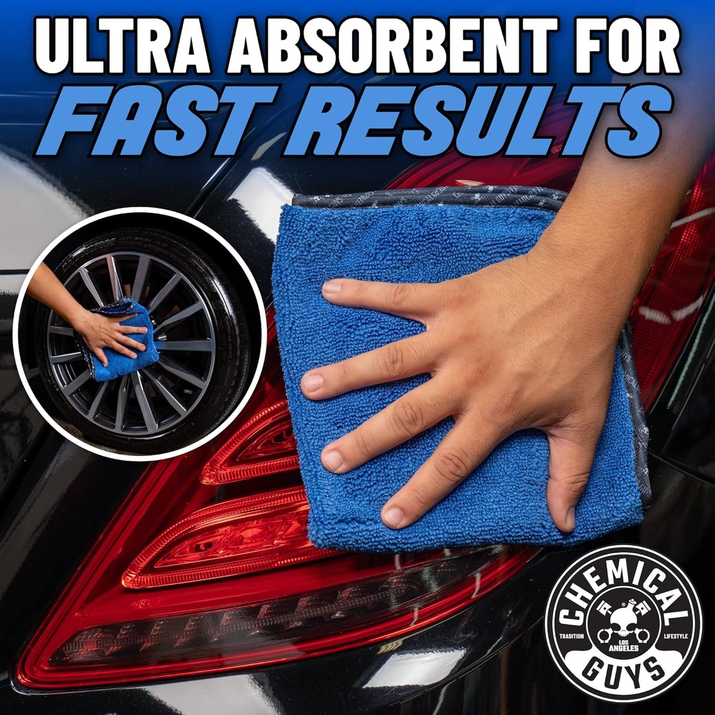 Chemical Guys Professional Grade Premium Microfiber Towels, Blue (16" x 16") (Pack of 12) - Safe for Car Wash, Home Cleaning & Pet Drying Cloths