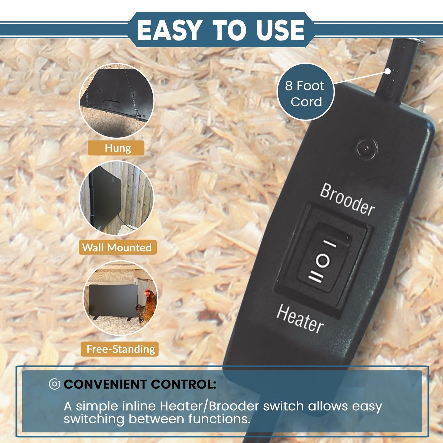 Farm Innovators 2-In-1 Radiant 200-Watt Chicken Coop Panel Heater Converts to 50W Brooder Heater for Chicks, Free Standing or can be Wall Mounted, Hung or Used Horizontally