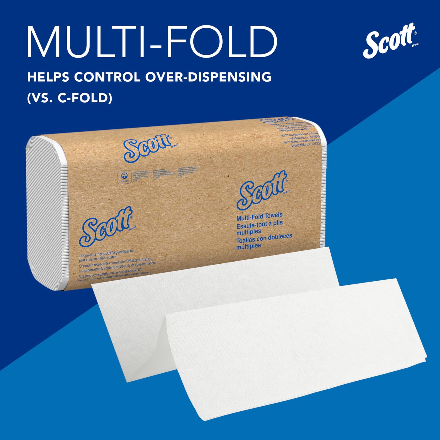 Scott Professional Universal Multifold Paper Towels, Bulk (03650), Absorbency Pockets, 9.2"x9.4", Compressed, Compact (250 Sheets/Pack, 12 Packs/Case, 3,000 Sheet Total)