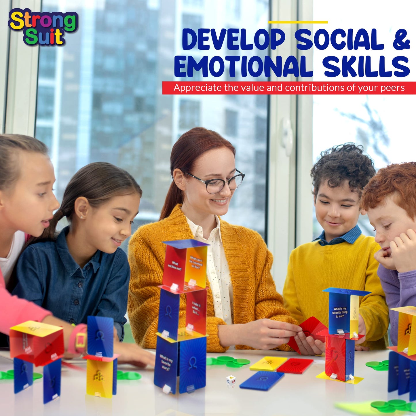 StrongSuit - The Tower of Self Esteem, Family Play Therapy Game For Kids, Teens | Tools to Boost Social Skills, Creativity, Emotion Regulation, Mindfulness - Used by Therapists, Counselors and Parents
