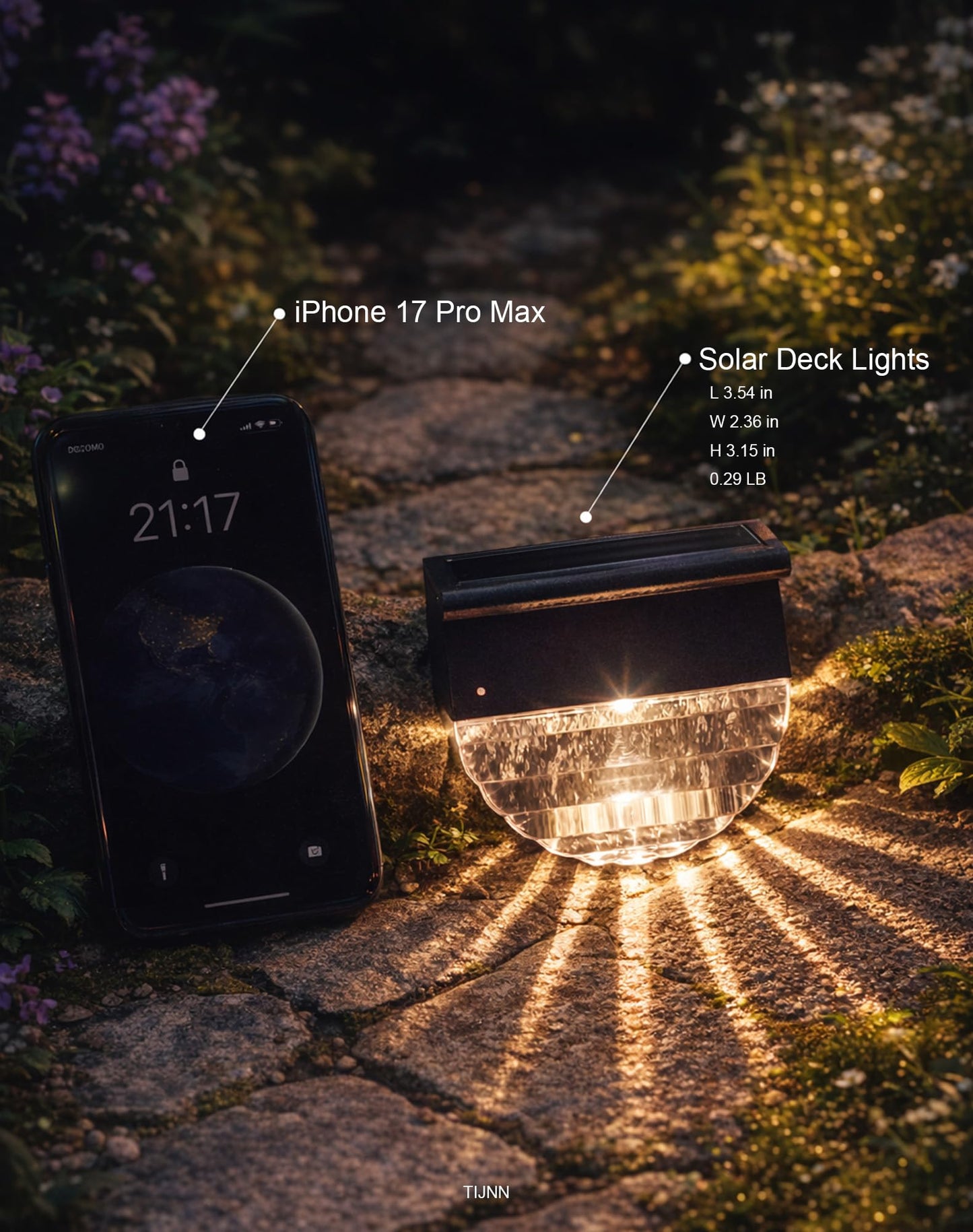 TIJNN Solar Deck Lights Outdoor, Fence Light Waterproof Led Lights for Outdoor Stairs, Step, Yard,Patio Decor Garden Illumination - 6 Pack