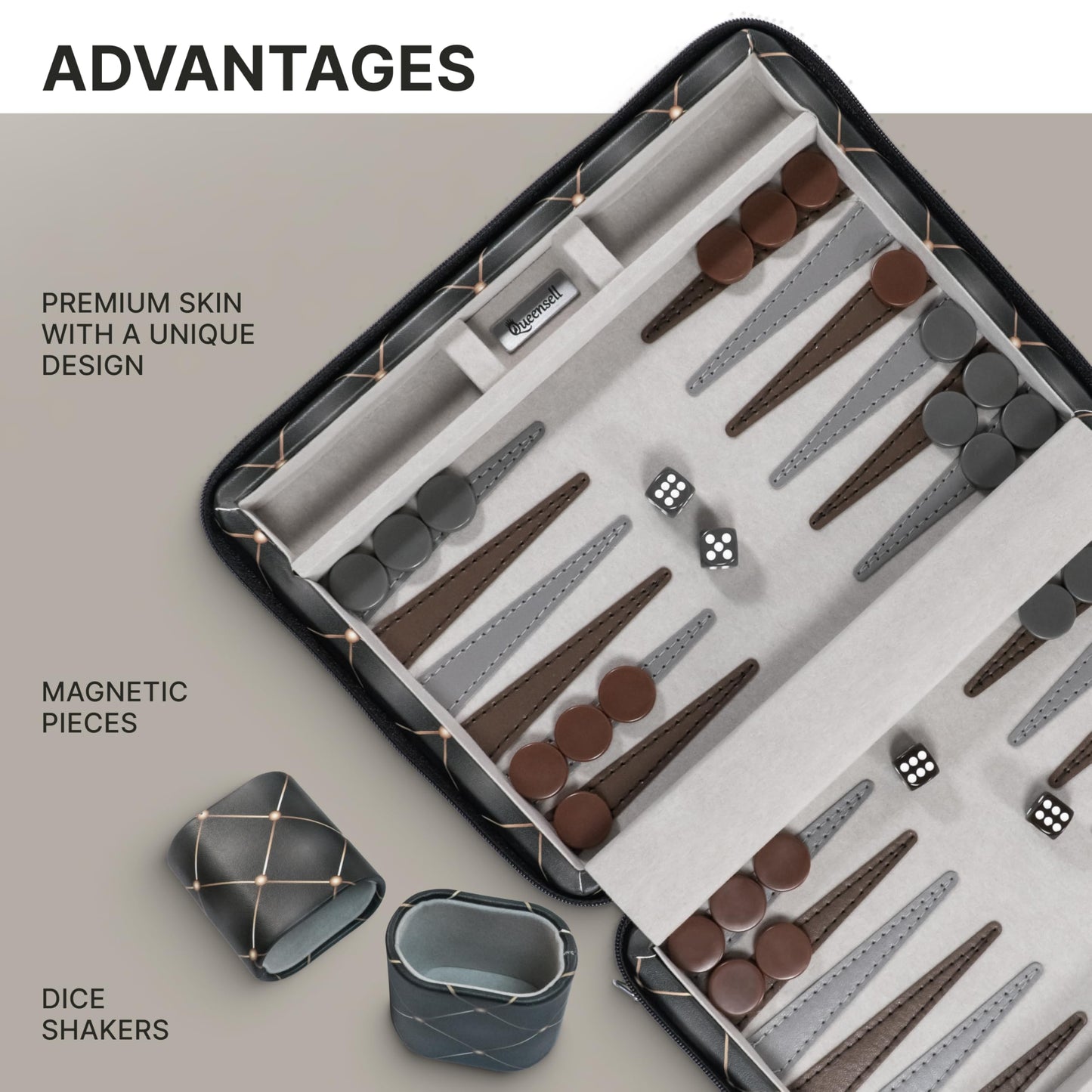 Magnetic Travel Backgammon Sets for Adults - Quality PU Leather Backgammon Board Game for Adults and Kids - 14" Gift for Man Backgammon Board with 32 Magnetic Pieces in PU Leather Case