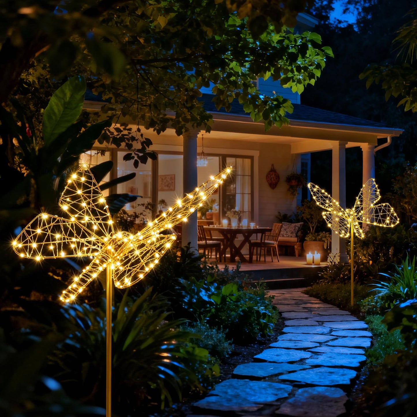 Solar Lights Outdoor - Solar Garden Lights Butterfly Decor with 240LED, Solar Powered Iron Waterproof Easy to Install for Pathway Garden Decorations Patio Decor Yard Decoration