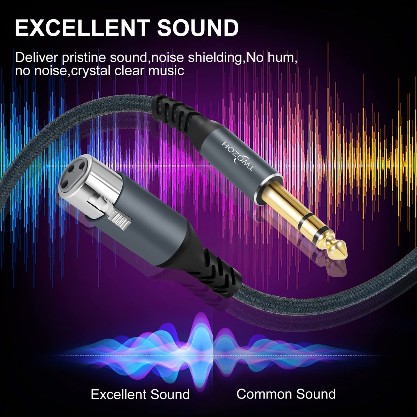 Twozoh XLR Female to 1/4 TRS Cable 10M. Braided 6.35mm Stereo Jack Balanced to 3pin XLR Microphone Cable (Professional/HiFi)