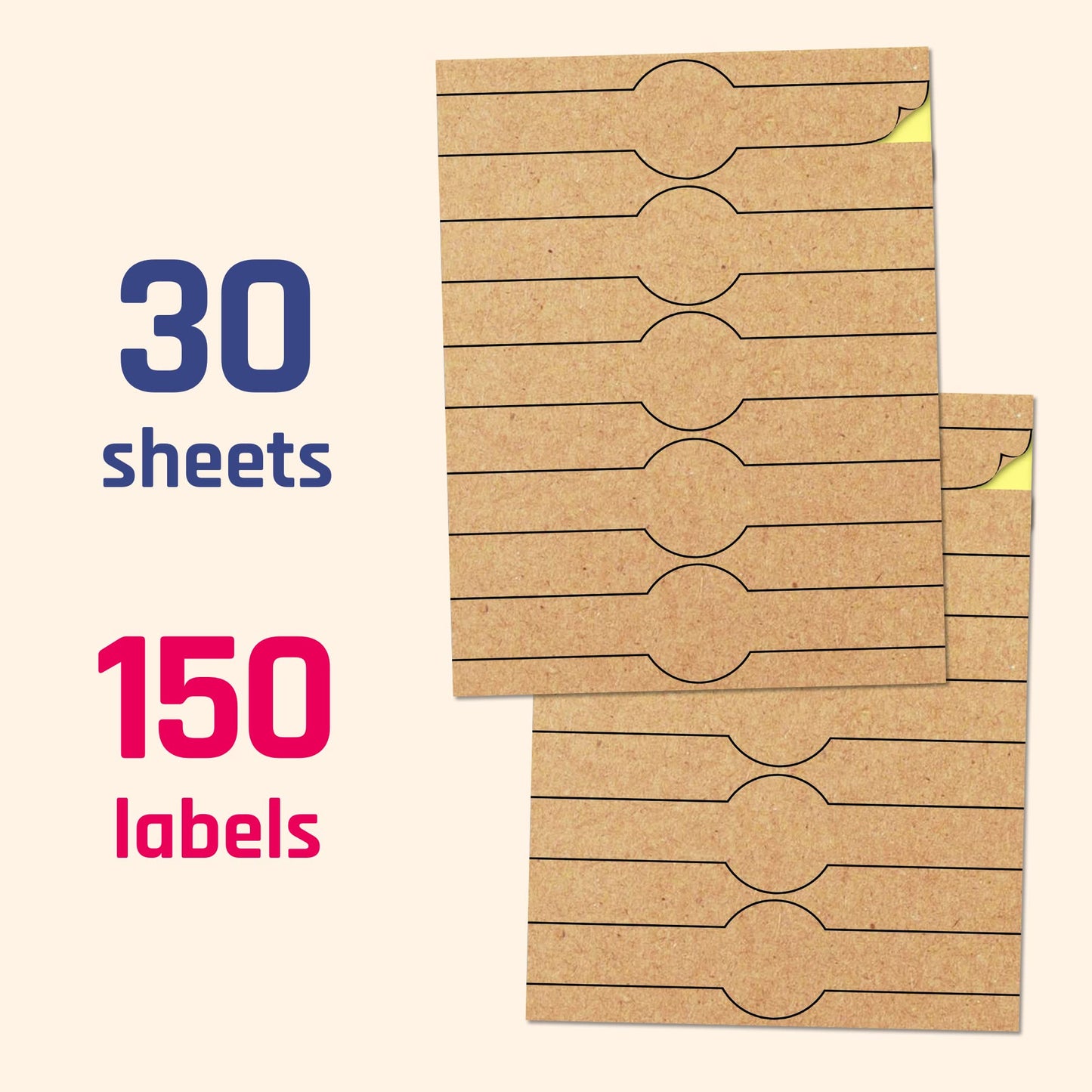 150 Pack, Brown Kraft Soap Labels Stickers, Laser/Inkjet Printing - Letter Size Sheet, 1" x 8.5"