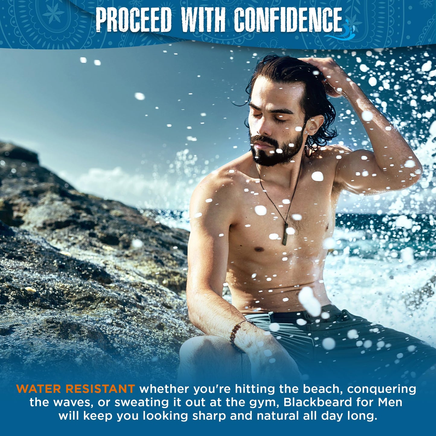 Blackbeard for Men Formula X Instant Mustache, Beard, Eyebrow and Sideburns Color - Fast, Easy, Men’s Grooming, Beard Dye Alternative, Brown/Black, 3 Pack