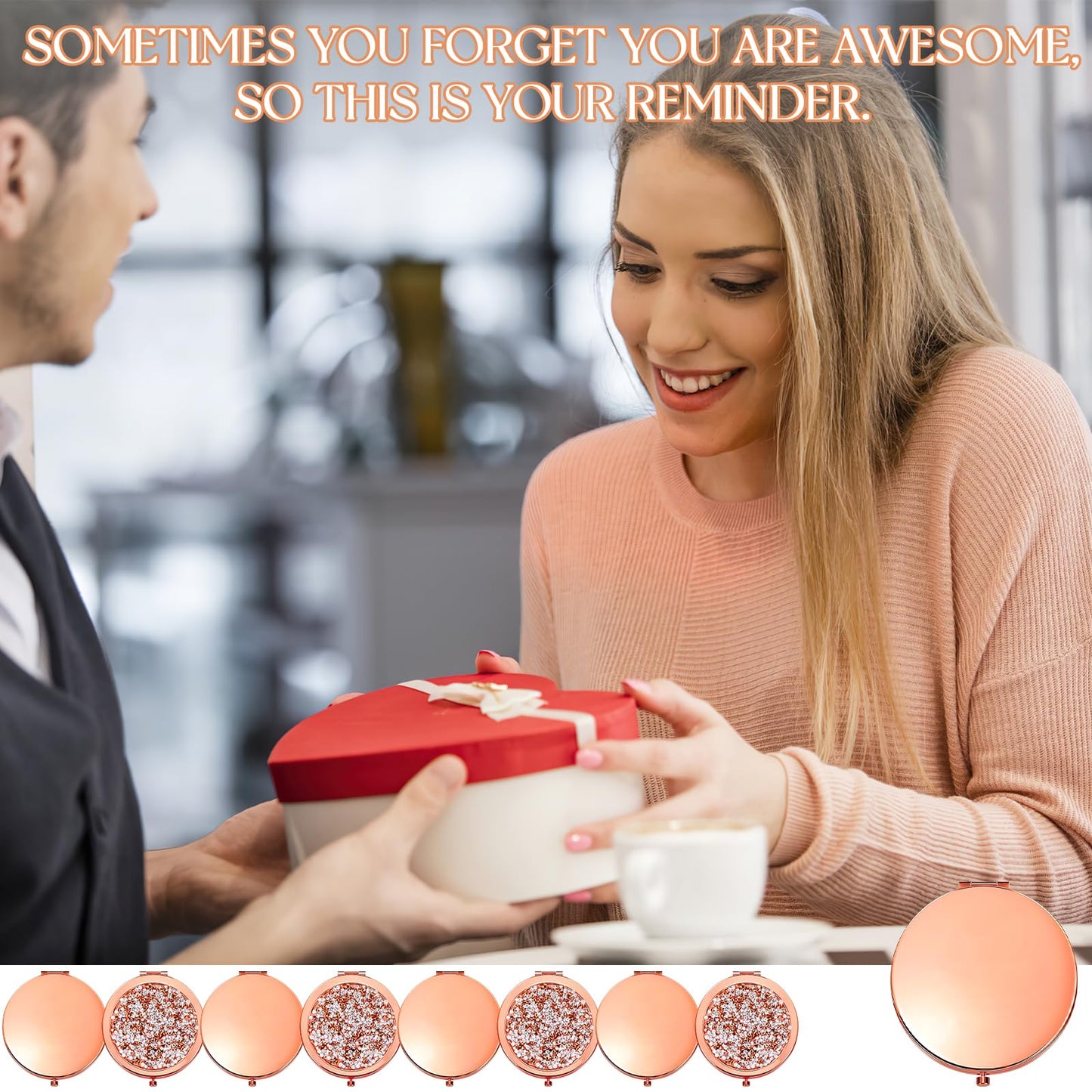 12Pcs Compact Mirrors Bulk, Double-Sided 1X/2X Magnifying Makeup Mirrors, 2.75 Inch Pocket Travel Cosmetic Mirror for Purse Mom Women Girls Teacher Gift