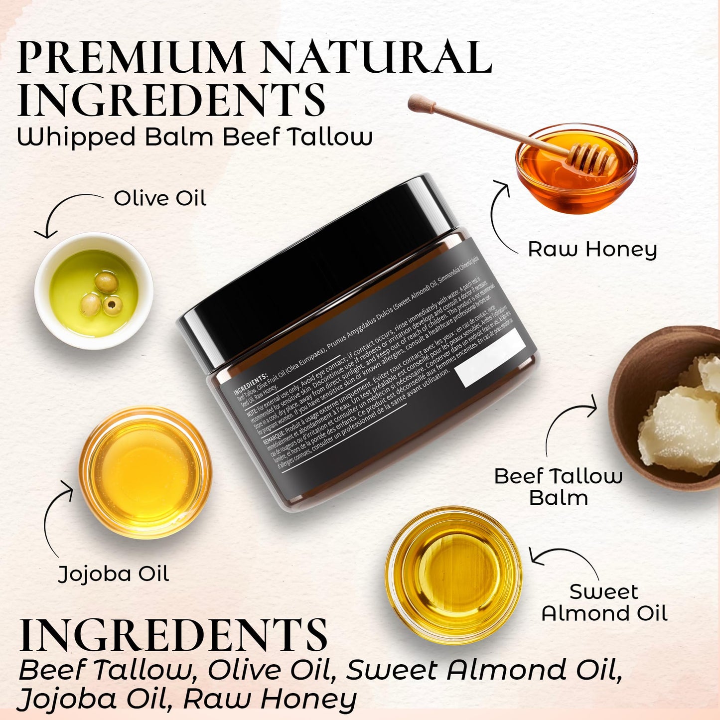 Beef Tallow Skincare Gift Set – 3-in-1 Bundle with 100% Grass-Fed Tallow Balm, Whipped Tallow Moisturizer & Handmade Tallow Soap – Natural, Unscented, Nourishing – 60g Balm, 120g Cream, 120g Soap