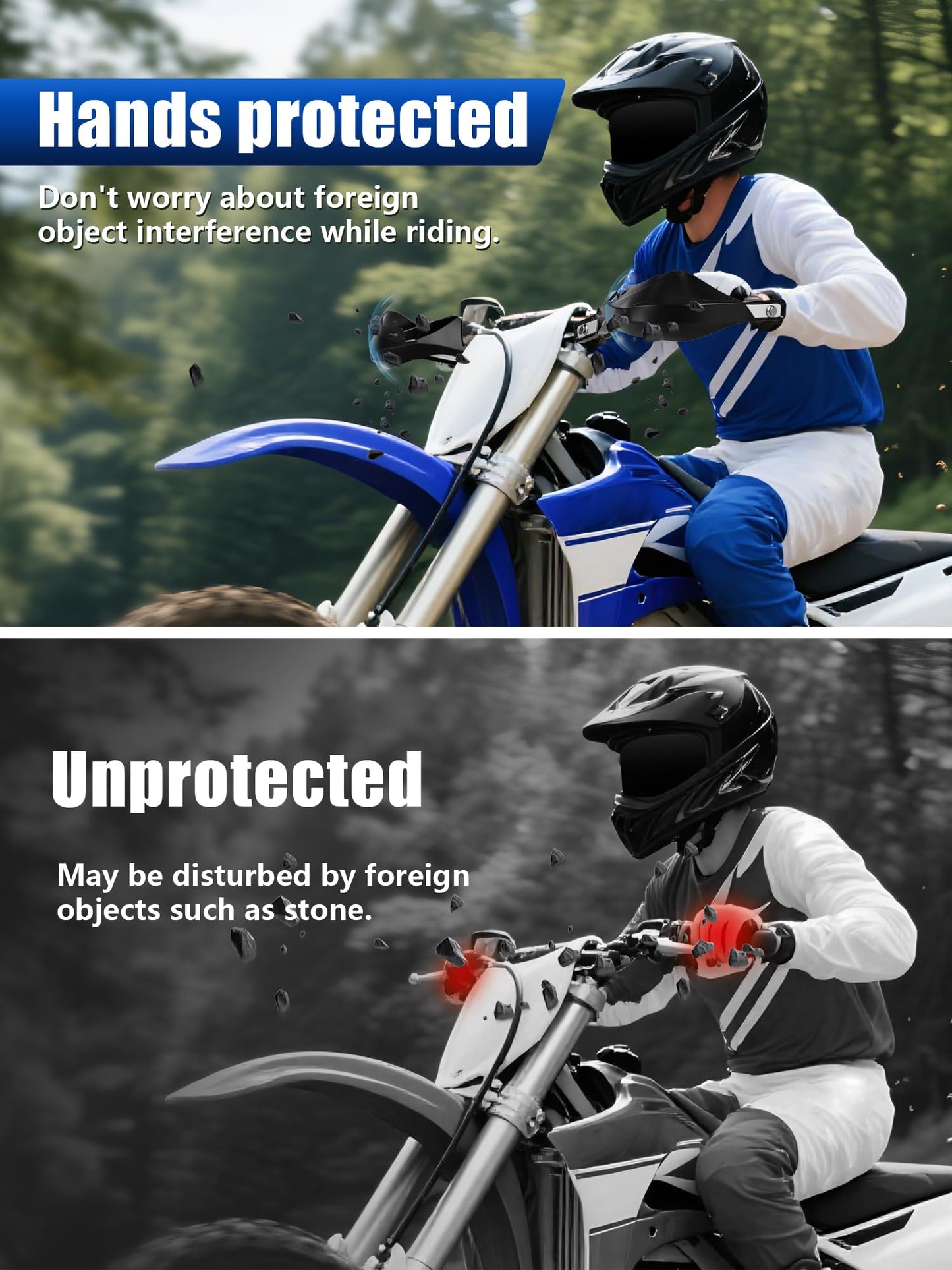 JFG RACING Dirt Bike Handguards,7/8" and 1 1/8" Handlebar Motorcycle Hand Guards Accessories Universal for CRF XR YZF XC KX 125 150 250 300 Motorcycle Ebike ATV Pit Bike Motocross Enduro MX -Black