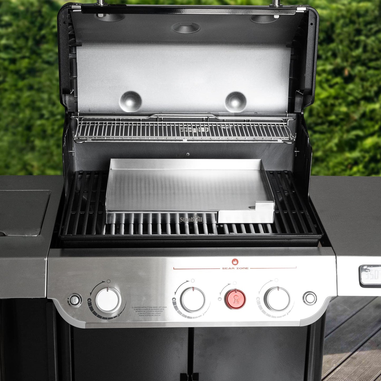 Stanbroil 18” x 13” Universal Stainless Steel Griddle with Even-Heat Cross Bracing for BBQ Charcoal/Gas Grills, Camping, Tailgating, and Parties